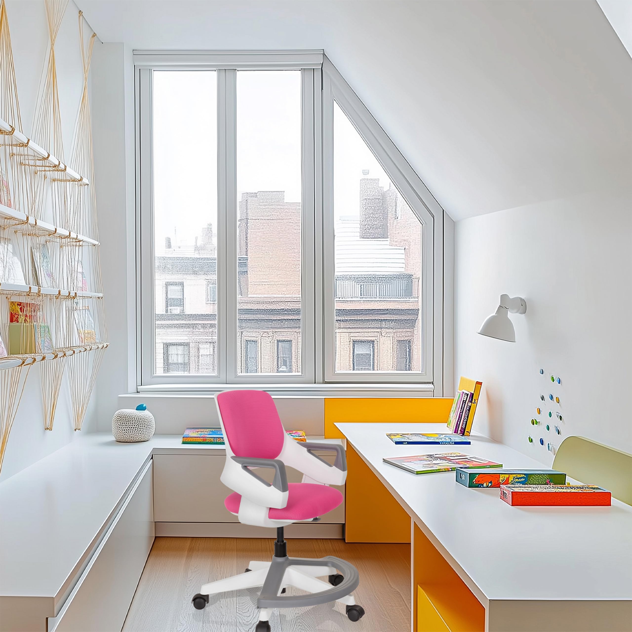 hjh OFFICE Kinder- & Jugendstuhl Kid Flex – Mitwachsender Drehstuhl mit Verstellbarer Rückenlehne, individuell anpassbar, 4–14 Jahre, Rosa
