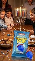 Vista 4 de Hanukkah Dreidels Jewel Pop Ring Shape Candy - Blue Raspberry 18 Count Individually Wrapped Dreidel - Hanukah Decorations Kosher Candy Party Favor