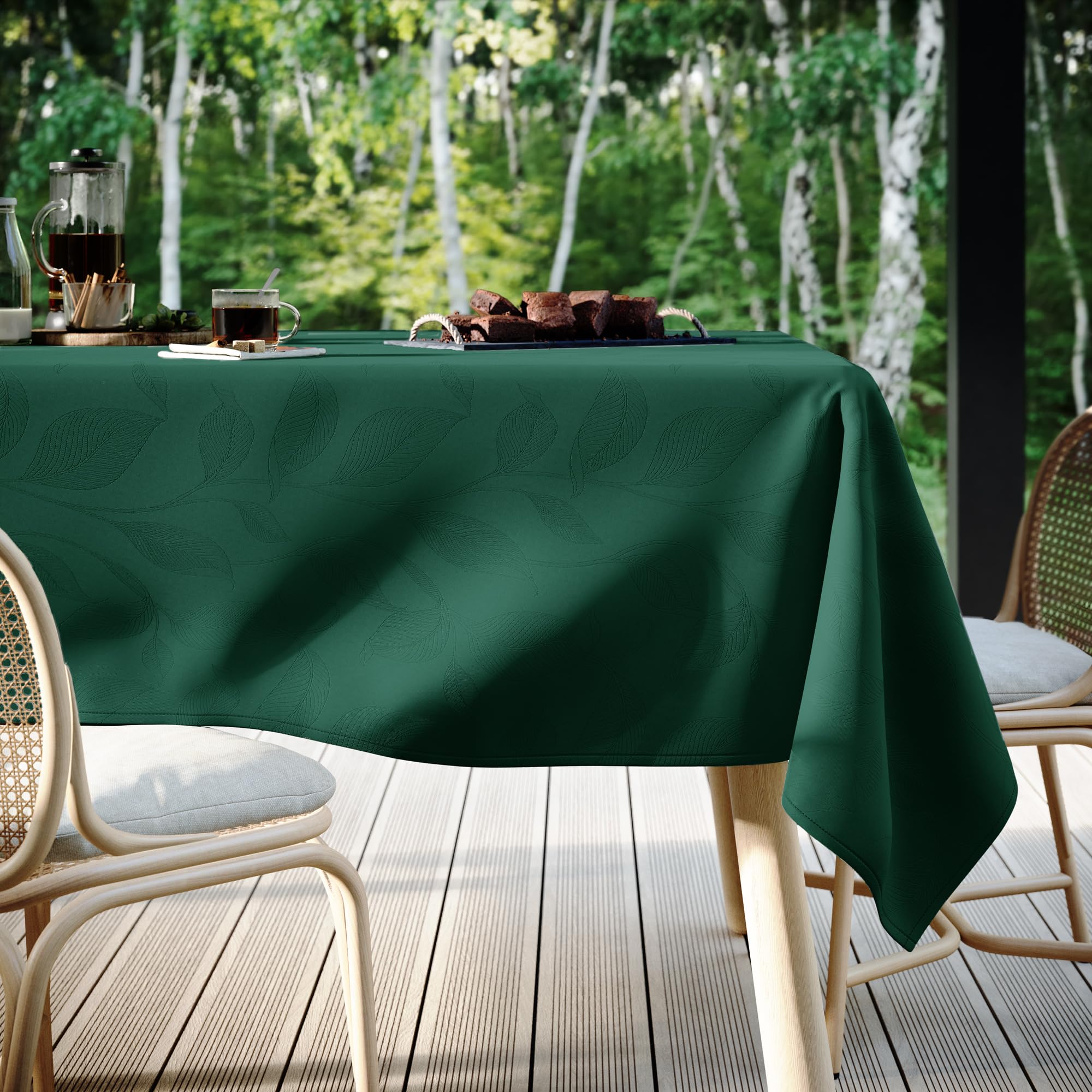 Mantel Antimanchas 140x200 cm Ovalado Verde Interiores Comedor Salon Manteles para Exterior y Jardin Mantel Navidad Amalu