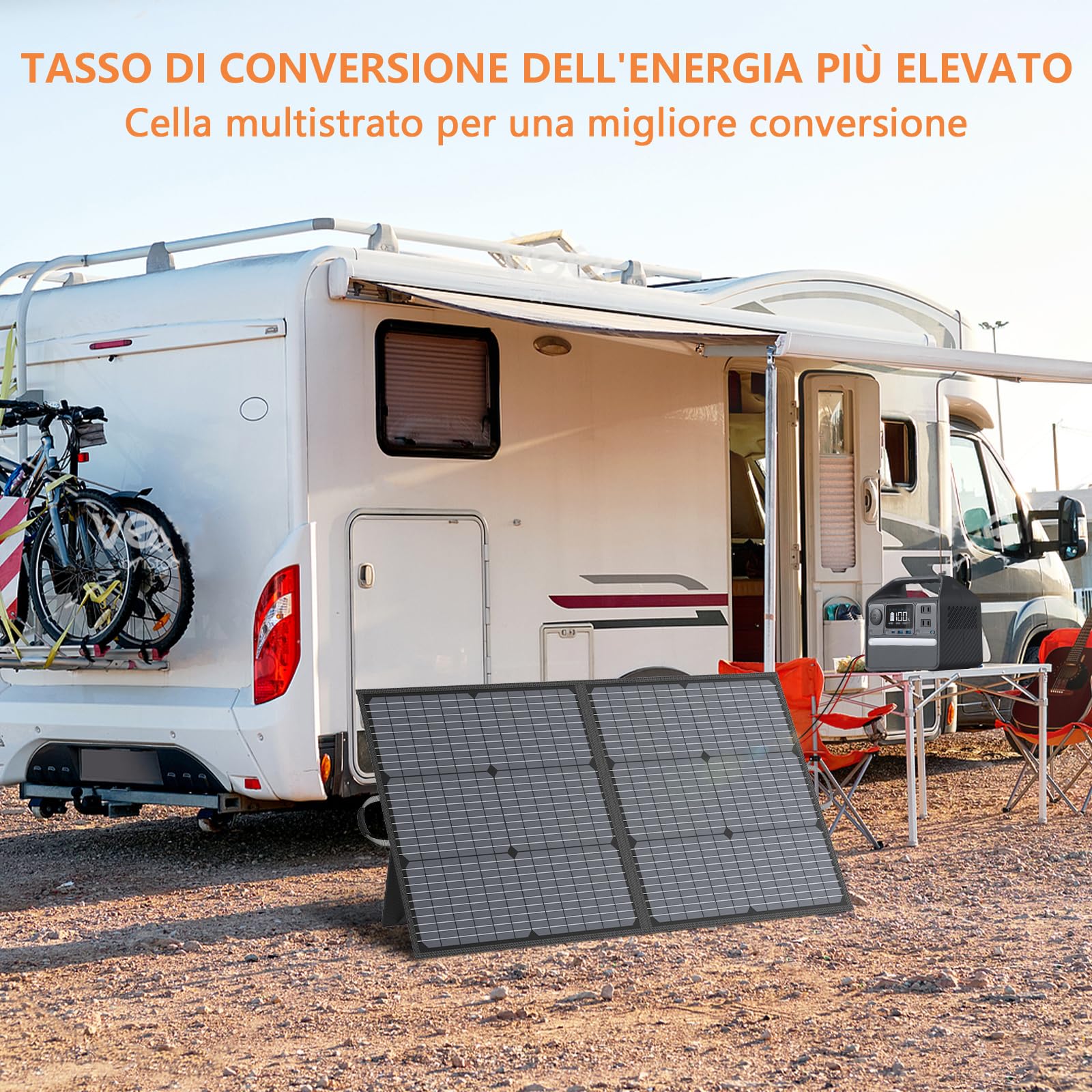 Pannello solare portatile da 110 W, IP67, impermeabile, pieghevole, con uscita da 20 V, modulo di efficienza del 23,5% per campeggio all'aperto, stazione di alimentazione portatile, laptop
