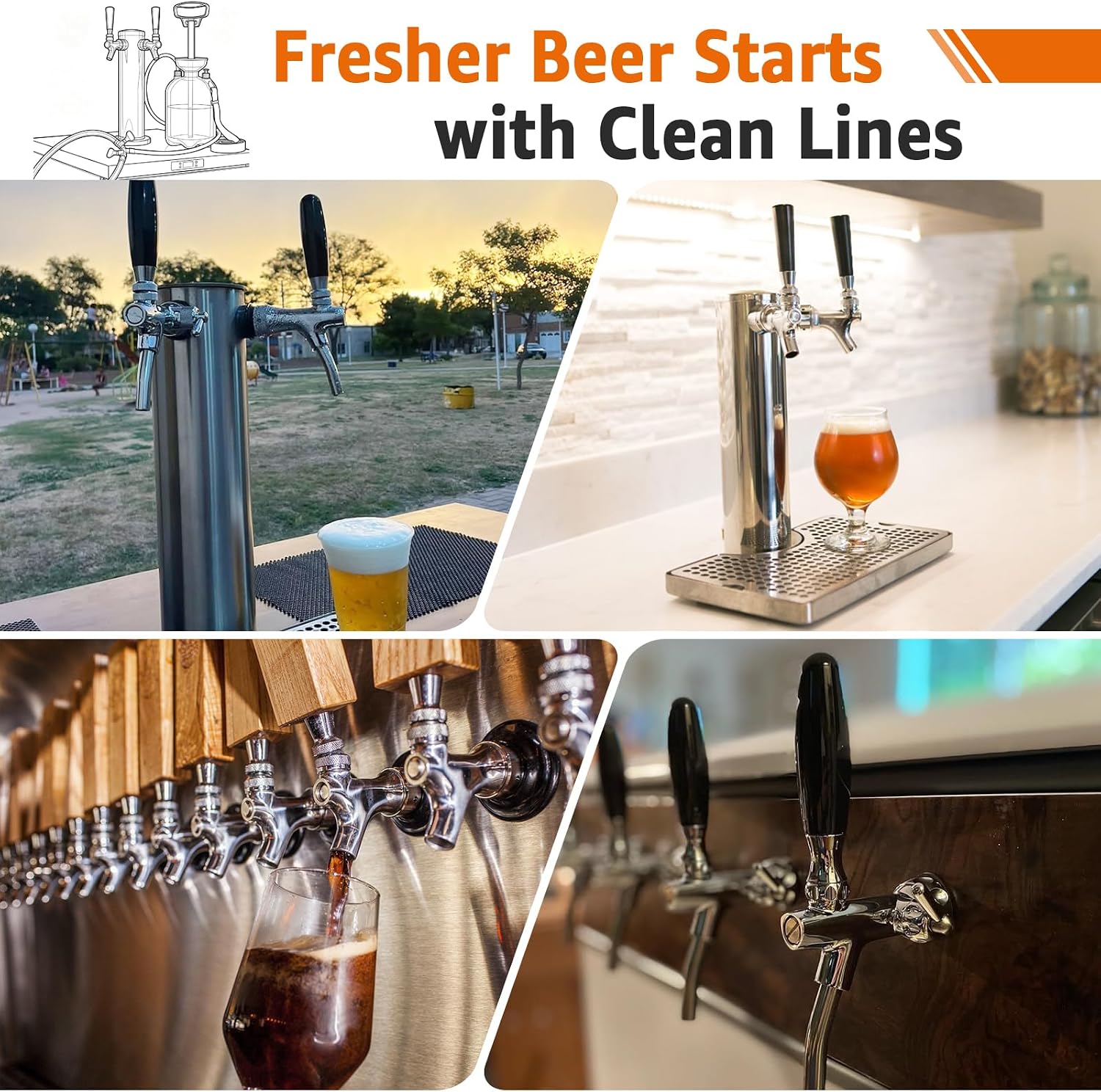 Kegerator Cleaning Kit with Beer Line Connectors, Upgraded 2-Line Cleaning