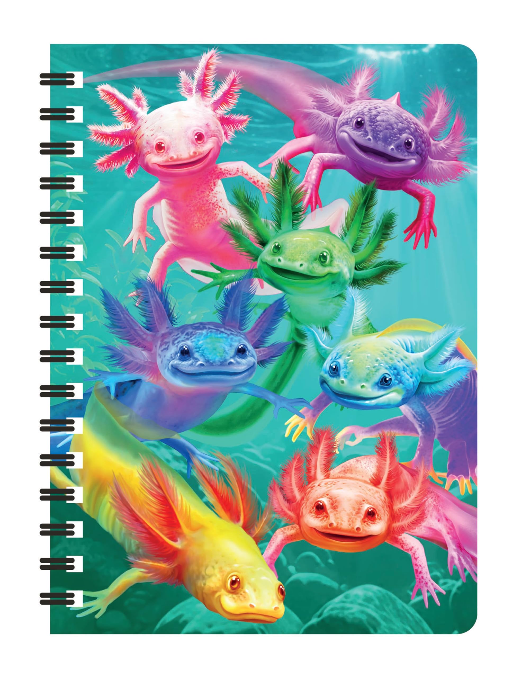 3D LiveLife Jotter - Axolotls from Deluxebase. Spiral Bound A6 Notebook with 80 Plain Recycled Pages. Pocket Sized Animal Notepad, Journal or Drawing Book with Cute Cover — image 1