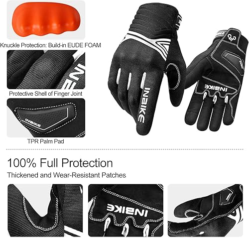 Miniatura 4 de INBIKE - Guantes de invierno con forro polar térmico para motocicleta, resistentes al agua, con almohadilla acojinada en la palma de goma