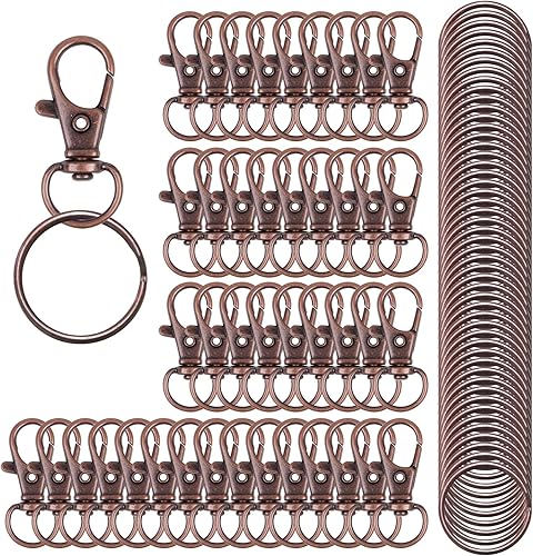 100 ganchos para llavero con llaveros, cierres de mosquetón giratorios de metal, para llavero de clip, fabricación de joyas, manualidades (bronce