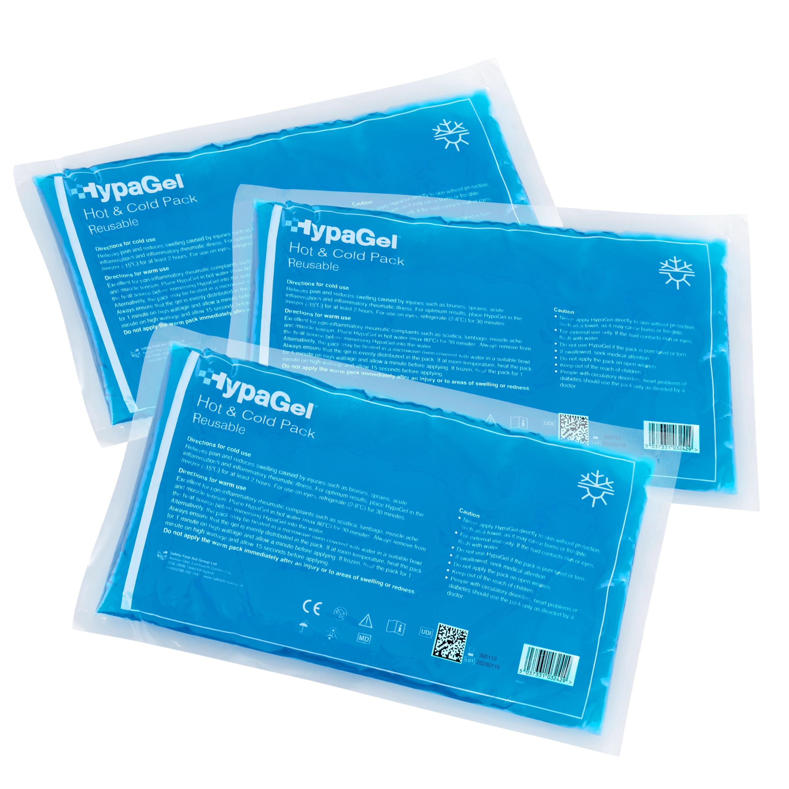 Safety First Aid HypaGel Pack of 3 Reusable Hot/Cold Packs, 27cm x 16.5cm