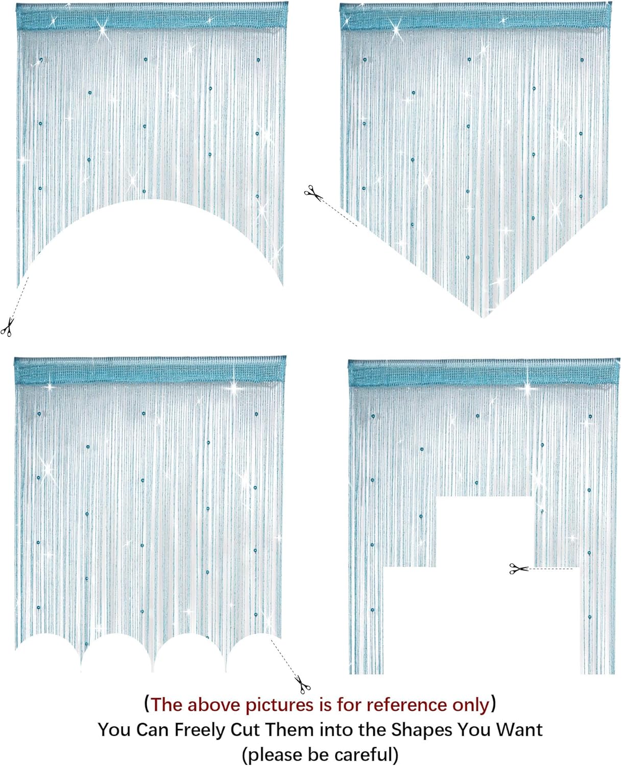 Vagasi 2 Pack Beaded Curtains 39 x 79 Inch Crystal Beaded Curtains for Doorways Tassel Glitter String Curtains Room Dividers Curtain Hippie Room Décor for Living Room, Bedroom, Closet, Party