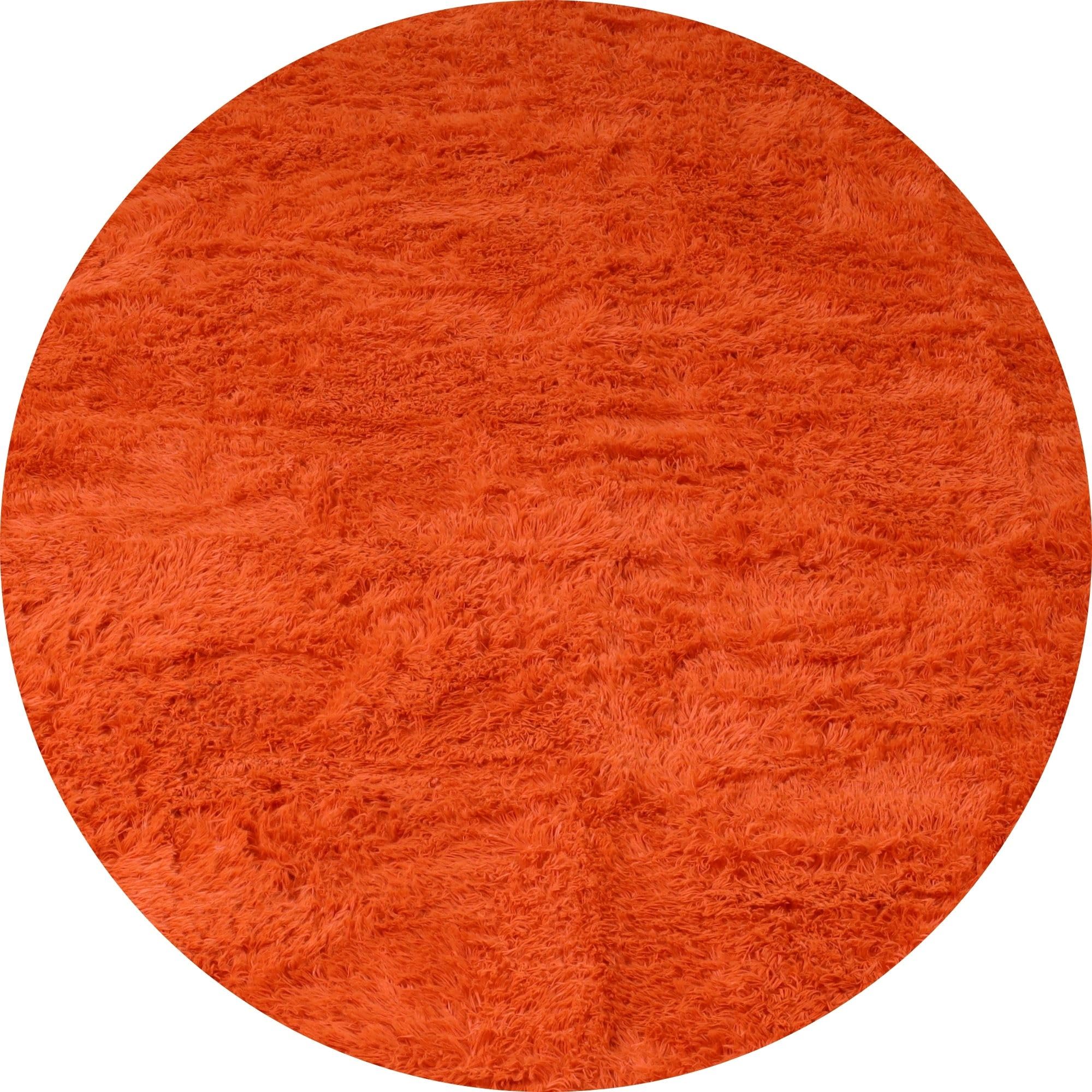 Oxford Homeware Round Rugs Living Room 120x120 cm – Fluffy Shaggy Rust Area Rugs for Bedroom, Lounge – Modern Super Soft Non Slip Rug Washable Floor Carpets Bedside Rug for Kid Room