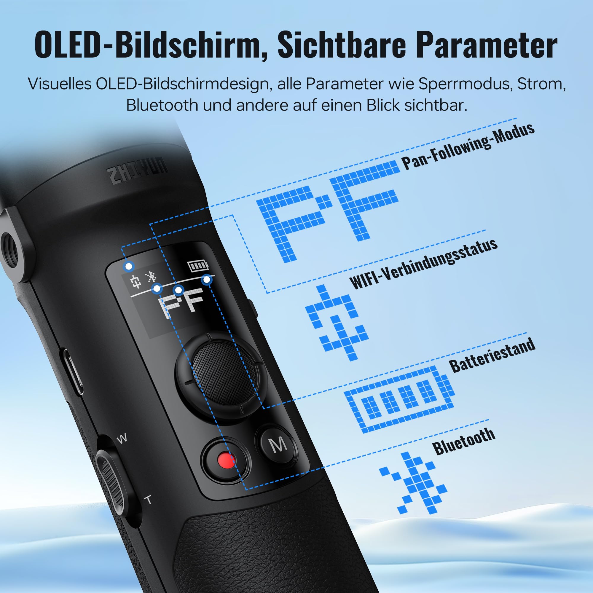 ZHIYUN Crane M2 [Offizieller] 3-Achsen Stabilisator, für Action Kamera, Gopro und Spiegellose Kamera, Smartphone, mit Smartphone Klemme, Stativ