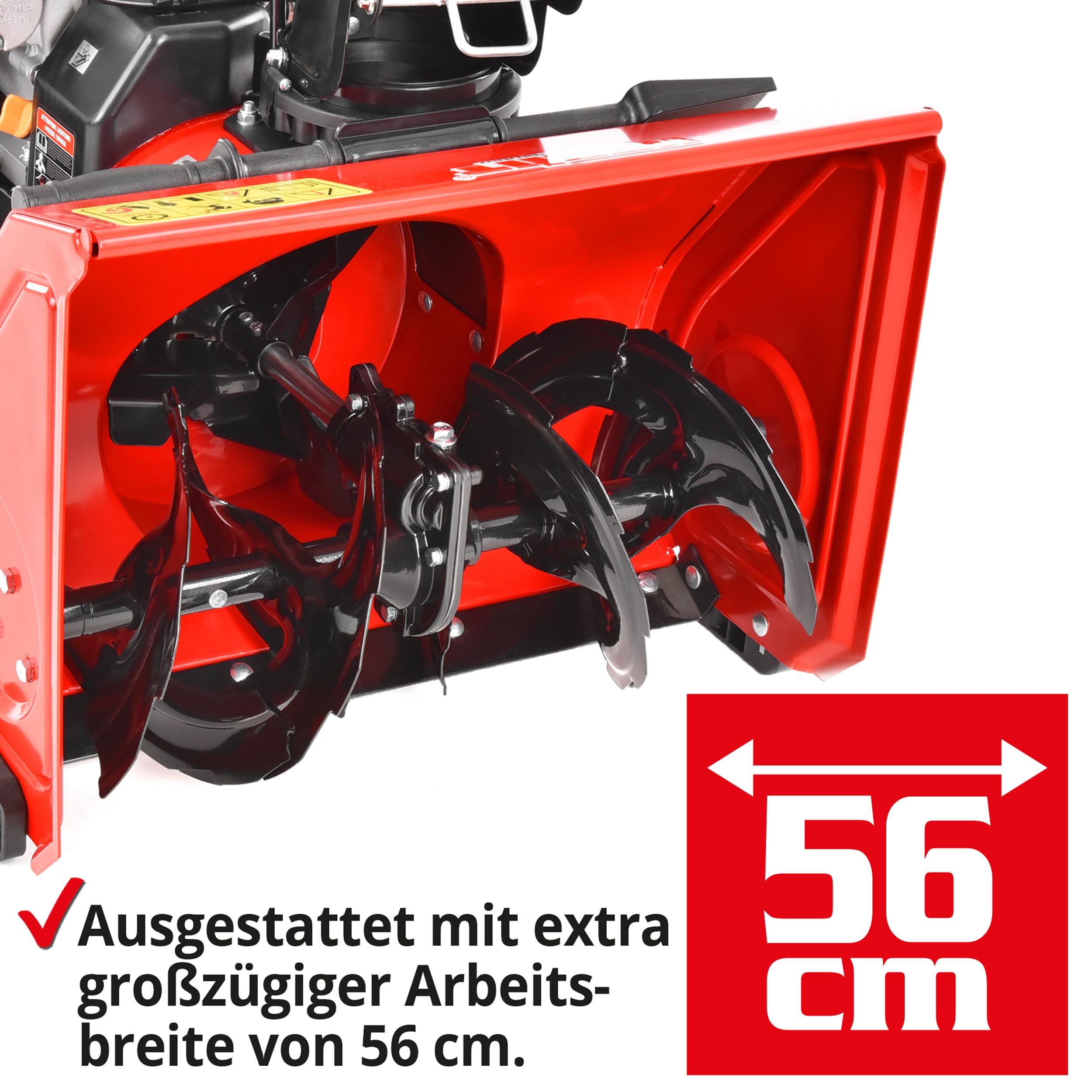 HECHT Schneefräse Benzin – 56 cm Arbeitsbreite – 2-stufig – 40 cm Arbeitshöhe – 11 m Auswurfweite – mit E-Start, 5-Gänge, LED-Scheinwerfer