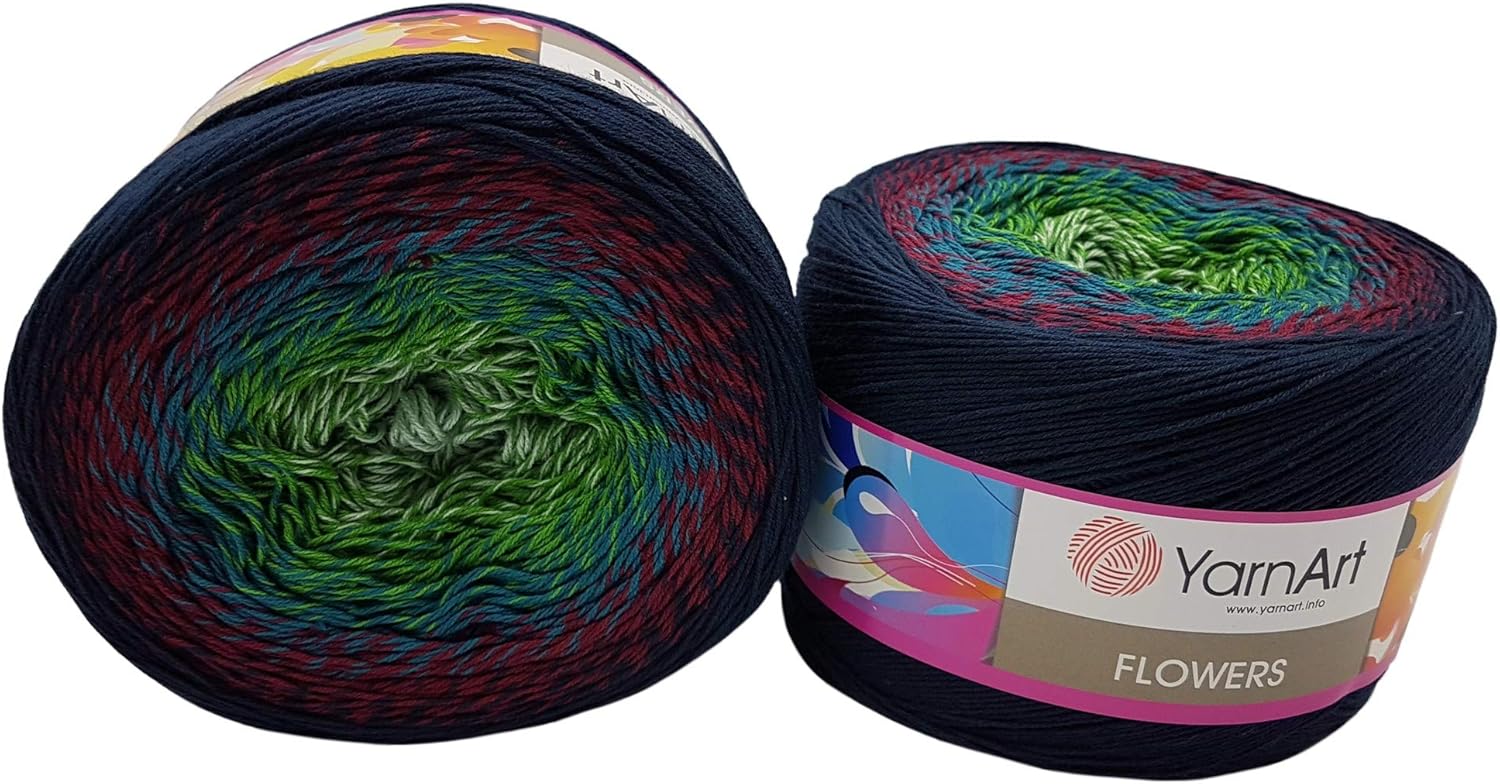 YarnArt Rosegarden, 500 gram Bobbel wol kleurverloop, 100% katoen, Bobble breiwol meerkleurig (roze grijs 313