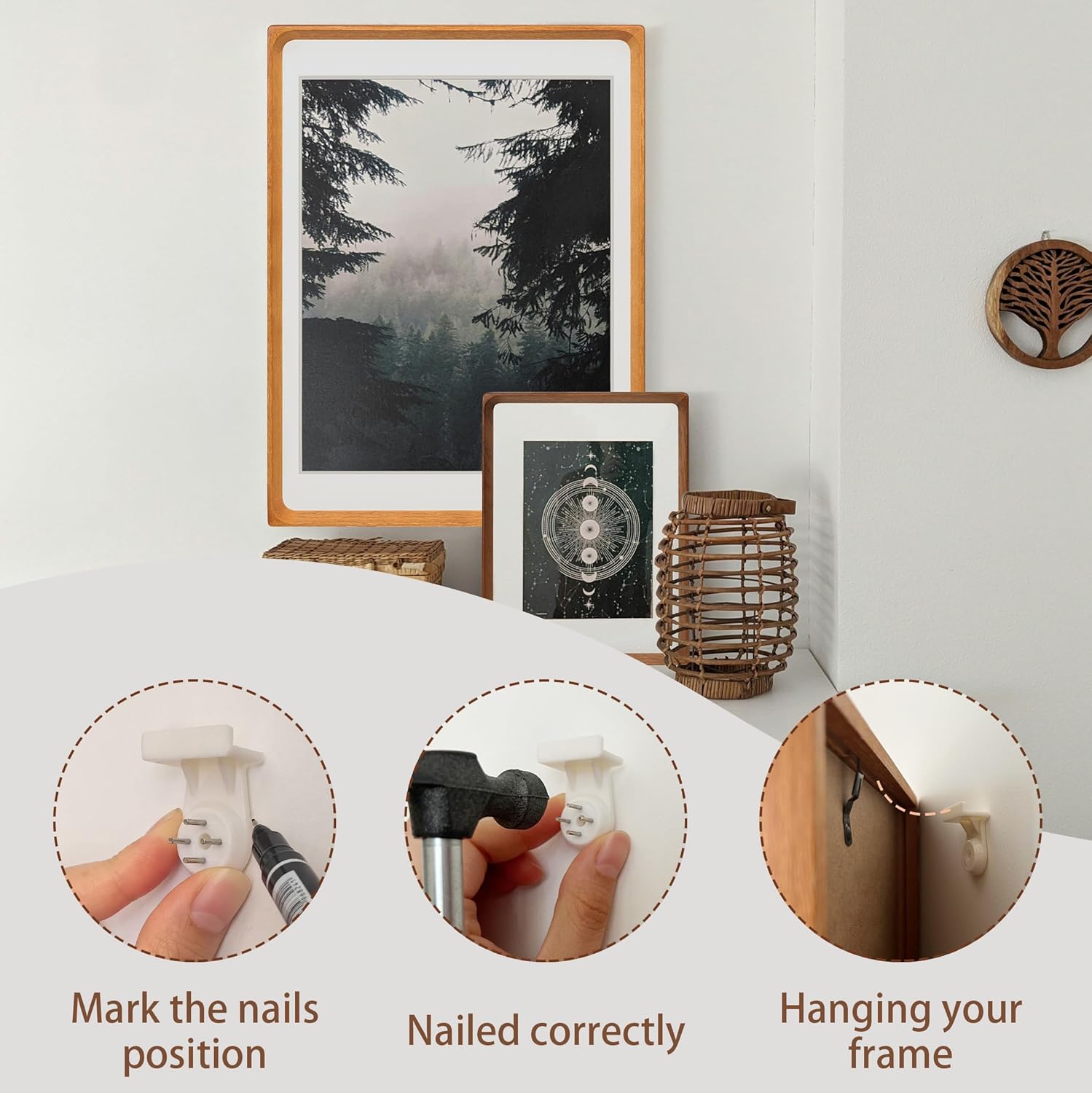 8x10 Picture Frame with Mat for 5x7/6x8, Natural Teak Wood Handcrafted Rounded Corner with Real Glass, Vertical or Horizontal Display Photo Gallery Wall & Tabletop Frame - Image 8