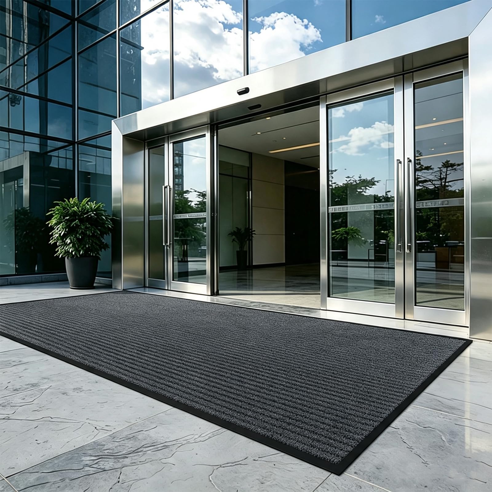 4'x6' Commercial Floor Mat for Entryway,Large Front Doormat for Home Entrance&Business High-Traffic Areas,Heavy Duty Non-Slip Rug,Rubber Backing,Low Profile,Black — Amazon image 14