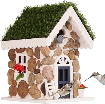 MIXUMON Bird Houses for Outside, Outdoor Bird House for Bird Families Bluebird Sparrow Finch Cardinals Hanging Birdhouse for Garden.