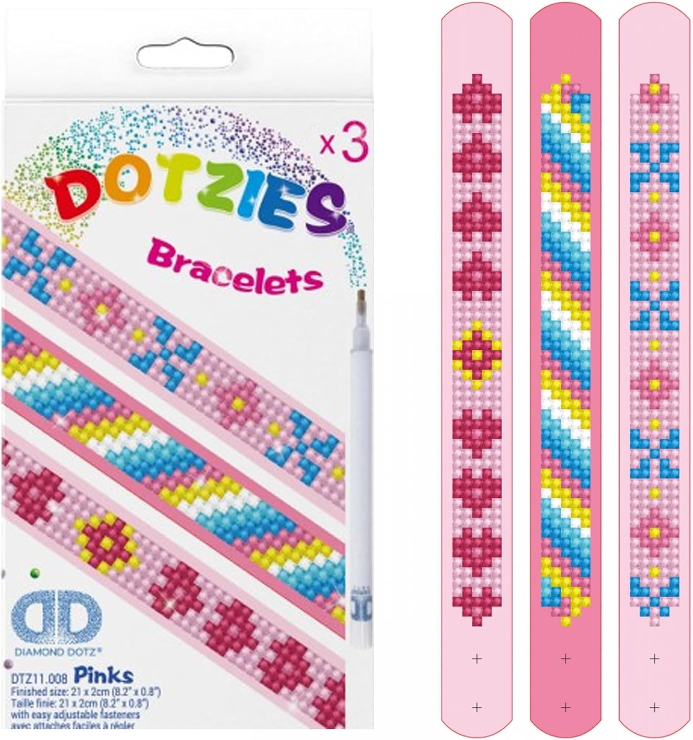 DIAMOND DOTZ Kits Dotzies - Pinks, Diamond Art Bracelet Making Kit Adults, DIY Bracelet Kit, Diamond Painting Bracelet Kit for Adults, Bracelet Making Kit, Bracelets Making Kit