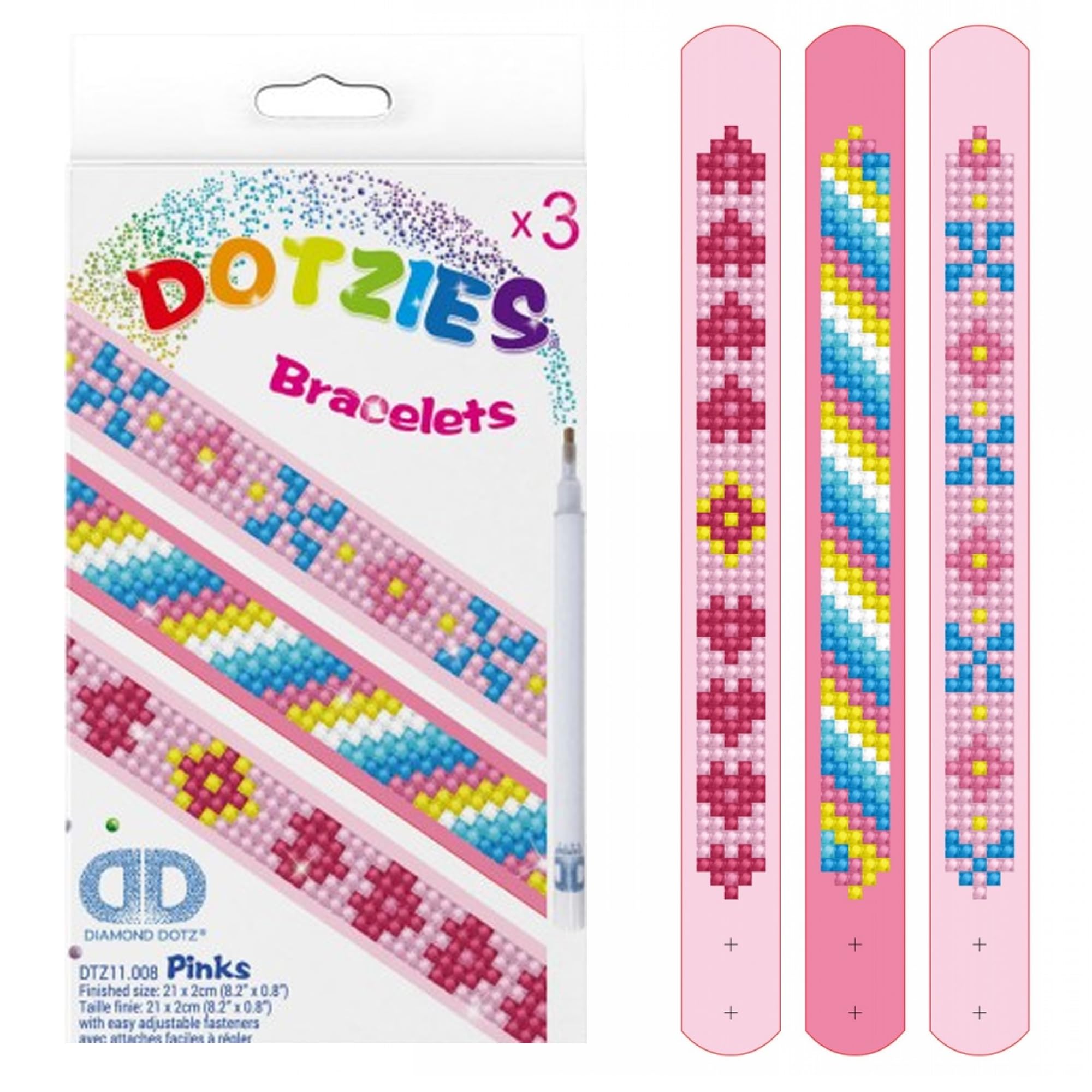 DIAMOND DOTZ Kits Dotzies - Pinks, Diamond Art Bracelet Making Kit Adults, DIY Bracelet Kit, Diamond Painting Bracelet Kit for Adults, Bracelet Making Kit, Bracelets Making Kit