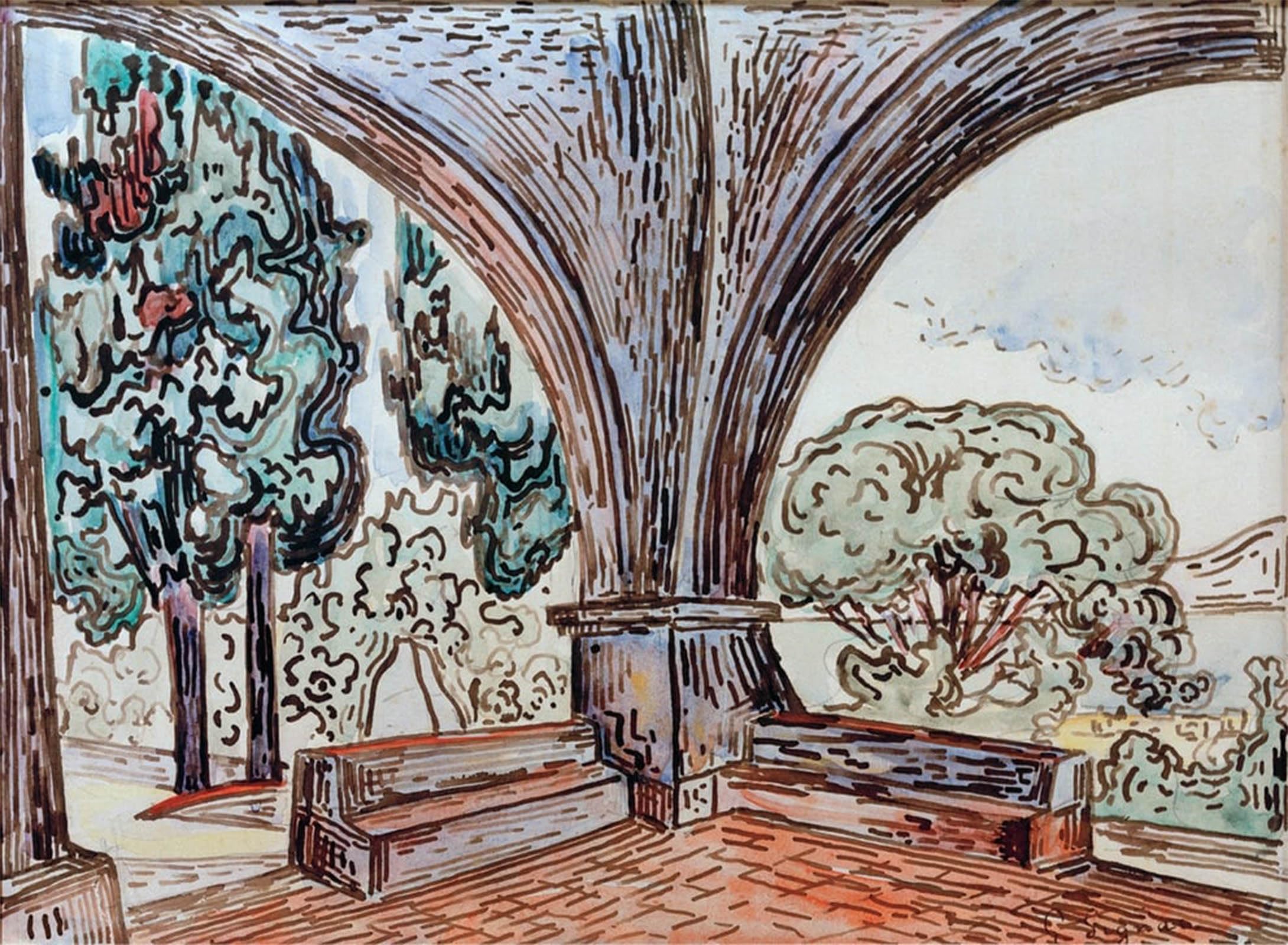 POSTERIIk Vintage Art Print Images Pictures Print Saint-tropez the Chapel of Sainte-anne by Paul Signac Modern Colour Posters for Office Home Decor 60x90cm