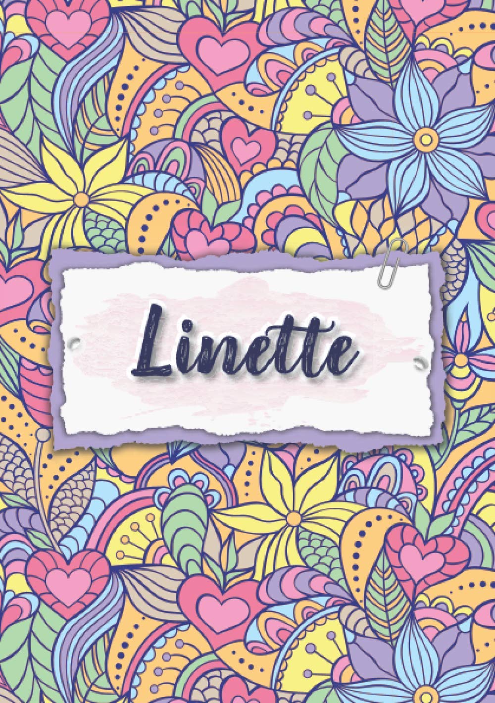 Linette: Cuaderno A5 | Nombre personalizado Linette | Regalo de cumpleaños para la esposa, mamá, hermana, hija | Diseño : floral | 120 páginas rayadas, formato A5 (14.8 x 21 cm)