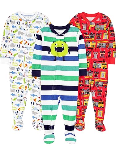 Simple Joys by Carter's baby-boys 3-pack Snug Fit Footed Cotton Pajamas