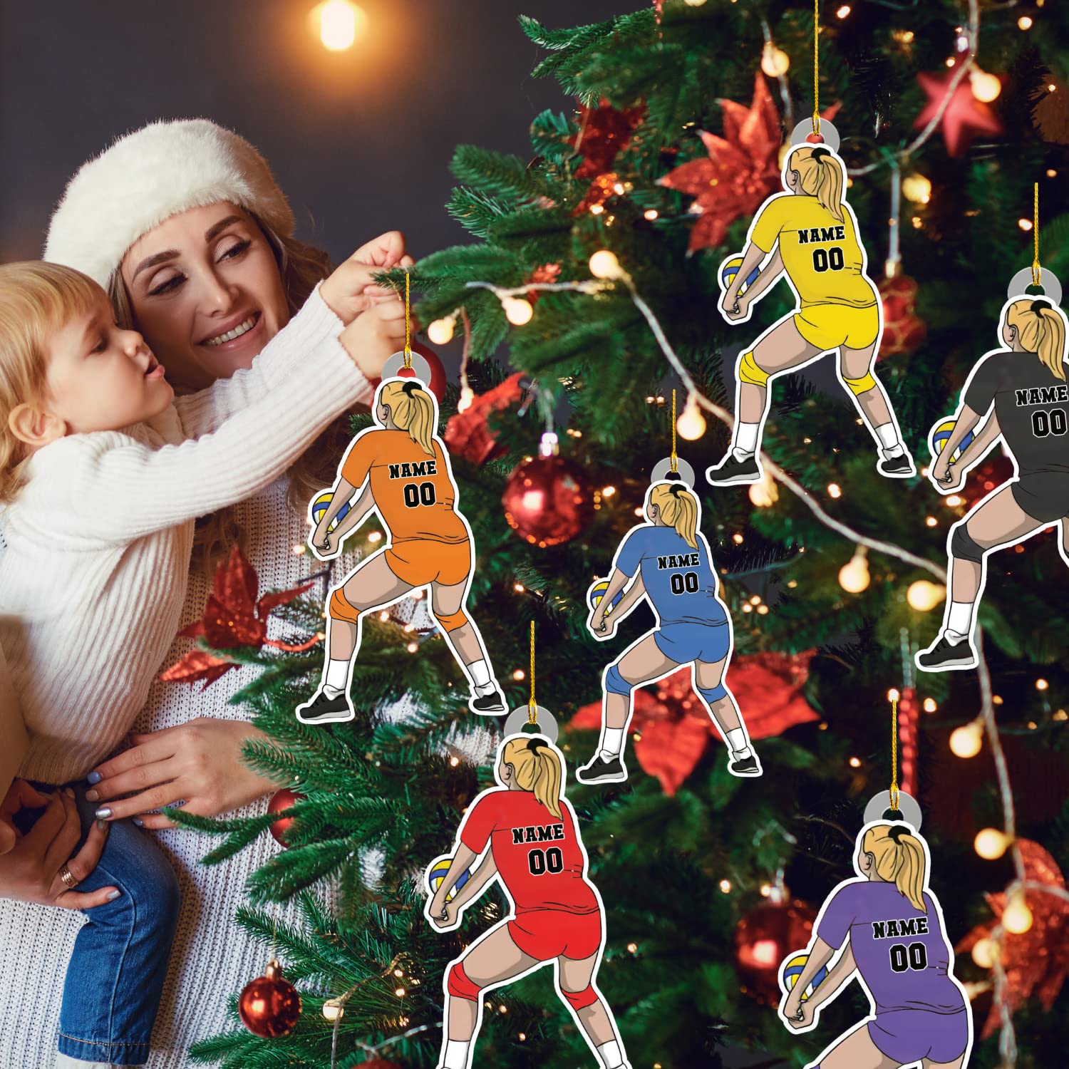 MoonArt Personalized Volleyball Ornament Custom Name Dept Volleyball Ball Color Ornament Gift for Volleyball Player Volleyball Team Gift Sport 2022 Ornament Personalized Christmas Ornament (VLB8)