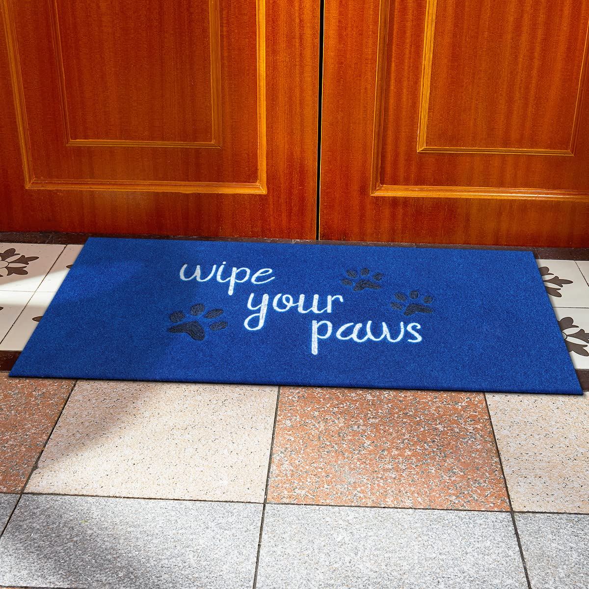 HLFMVWE Large Outdoor Front Door Mat Wipe Your Paws Doormat Inside Outside Mats Entryway Welcome Mats Non Slip Rubber Backing Funny Indoor Door mats Dog Mat for Porch,Blue 120x 45 cm - Image 3