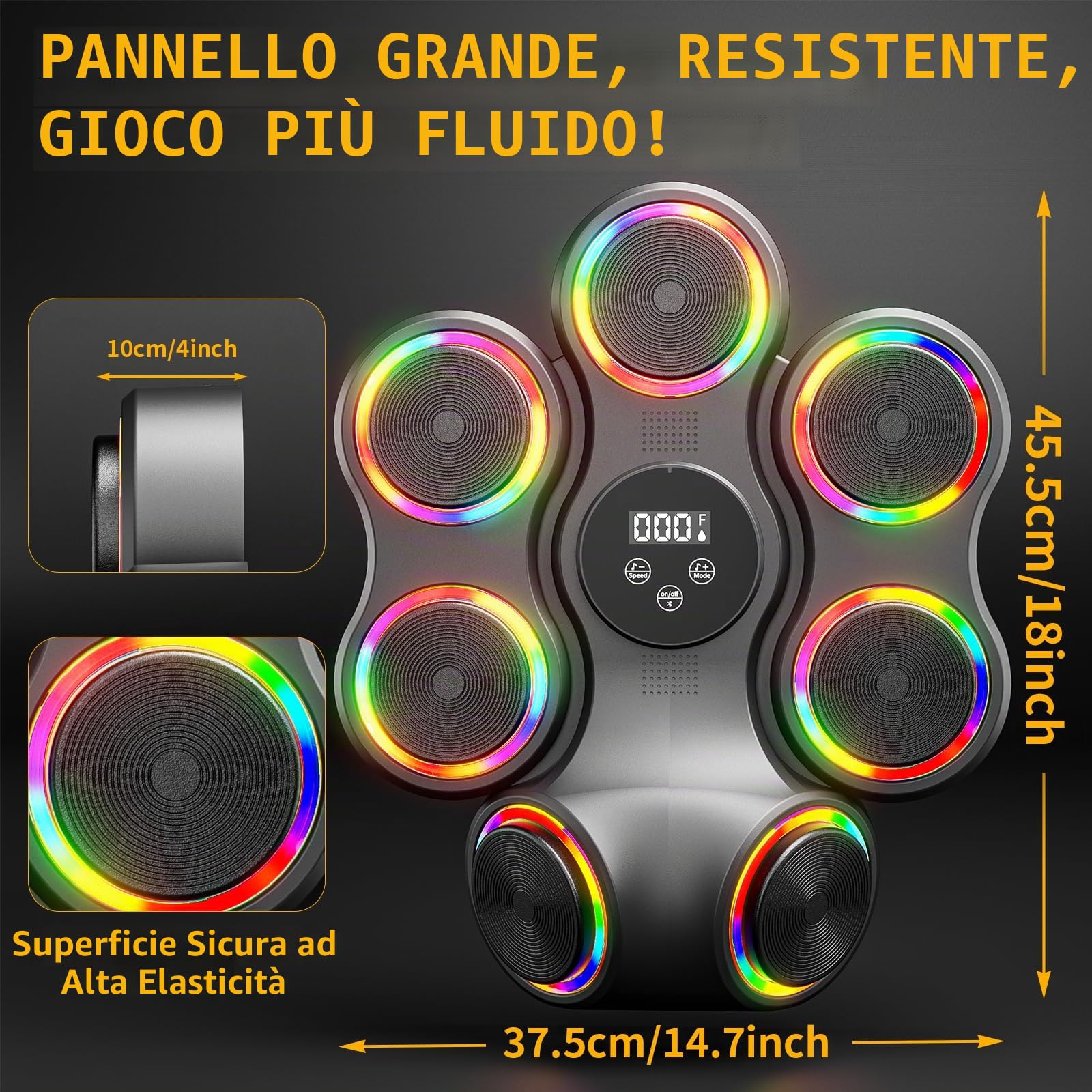 Macchina da boxe musicale, attrezzatura da palestra con guantoni da boxe, Smart Bluetooth, per adulti e bambini, bersaglio elettronico da boxe, fitness per casa, ufficio, palestra