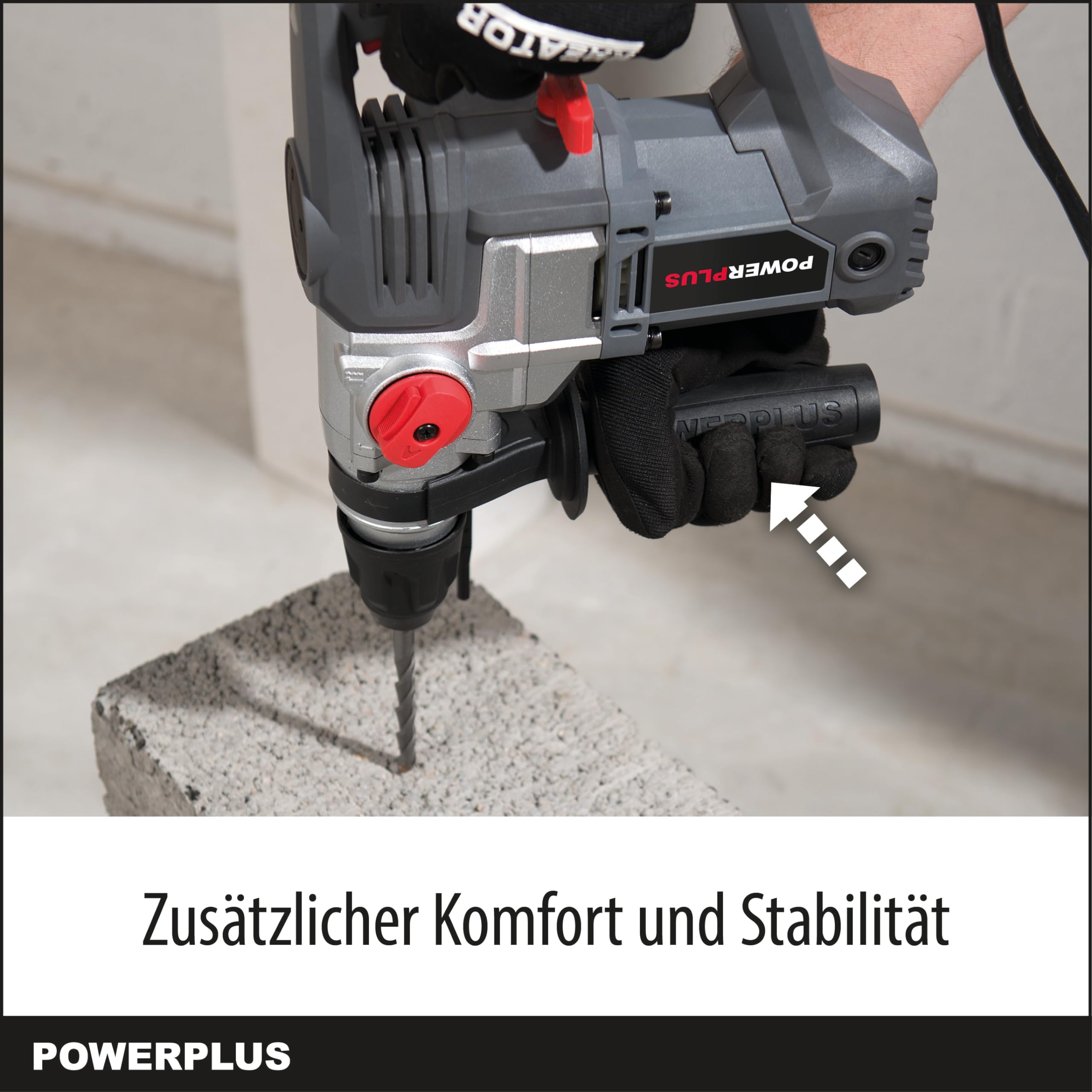 Powerplus POWE10060 wiertło 850 RPM Klucz Czarny, Szary, Czerwony, Srebrny
