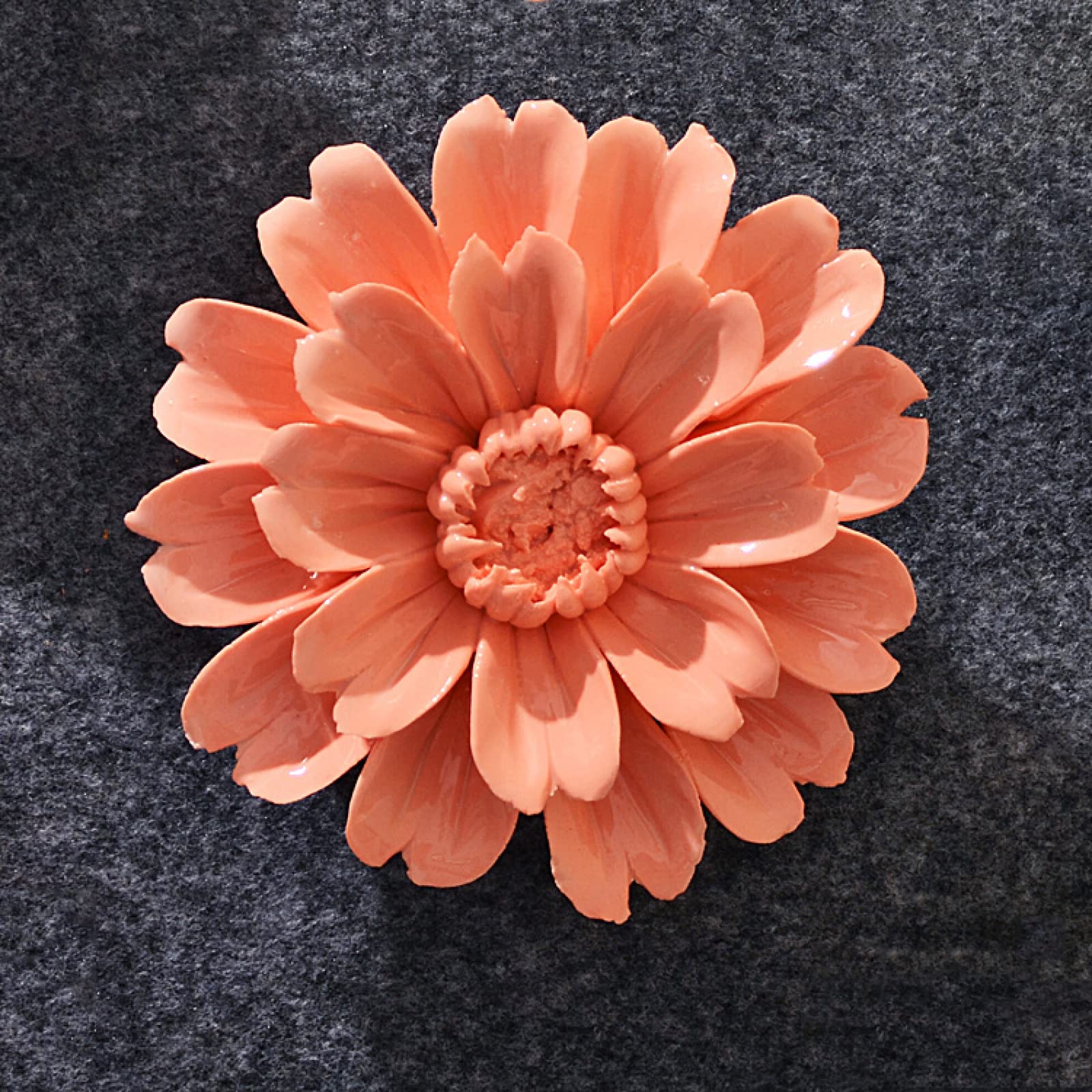 Scultura di fiori di crisantemo girasole arancione in ceramica artigianale 3D Decorazione artistica da parete Ufficio a casa Regalo di nozze 15 cm
