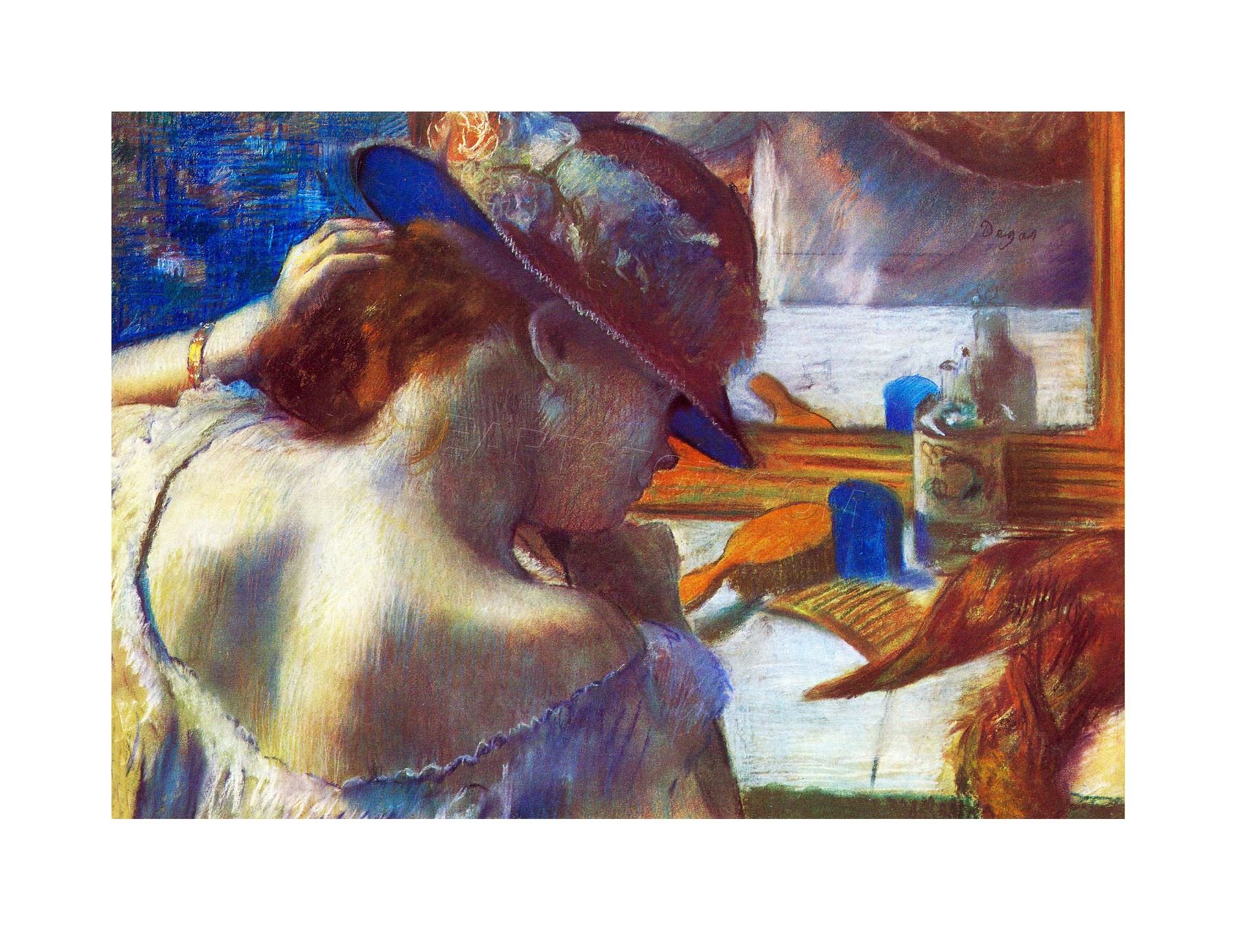Wee Blue Coo Painting Degas Before Mirror Old Master Wall Art Print