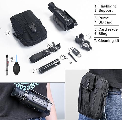 Miniatura 7 de Gafas de visión nocturna con cámara digital integrada y linterna desmontable, monóculo 5X, grado táctico militar, caza, memoria de 32 GB, capacidad