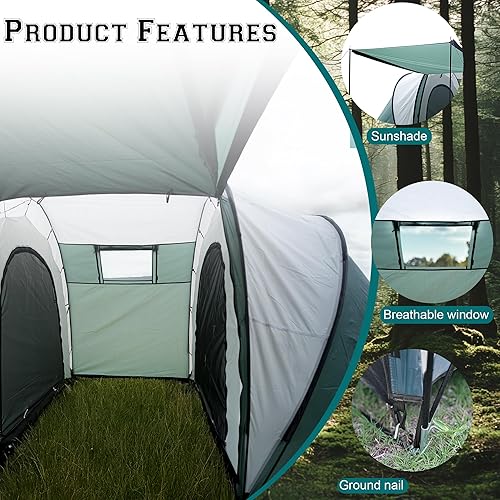 Miniatura 6 de Tienda de campaña grande para 5  8 personas, diseño de 2 dormitorios, estilo cúpula impermeable con ventanas de malla, tienda de campaña grande de