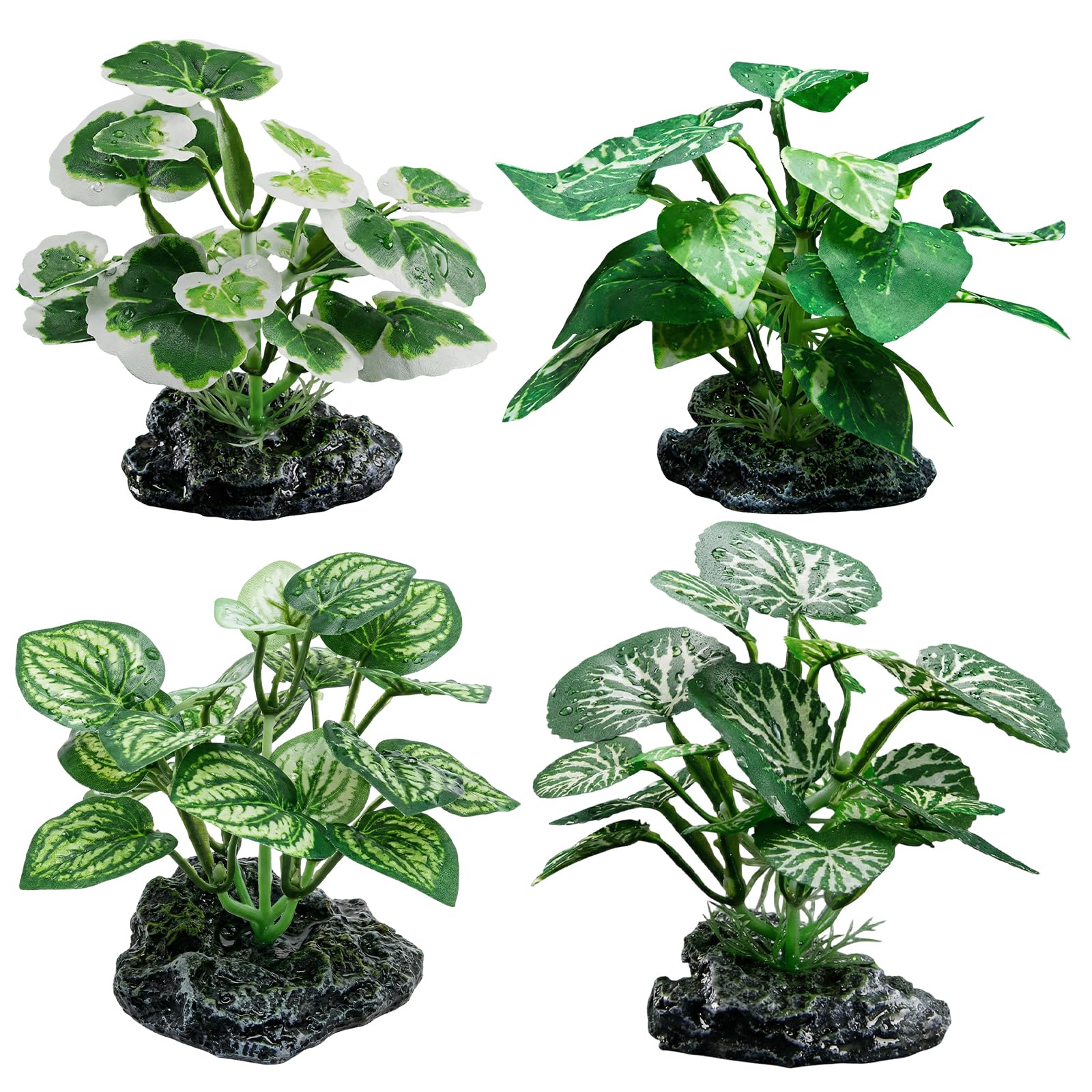 TGDIVYA 4Pcs Silk Aquarium Plants, Lifelike Artificial Aquarium Plants for Natural Look, Versatile Fish Tank Plants and Vivarium Plants Decor