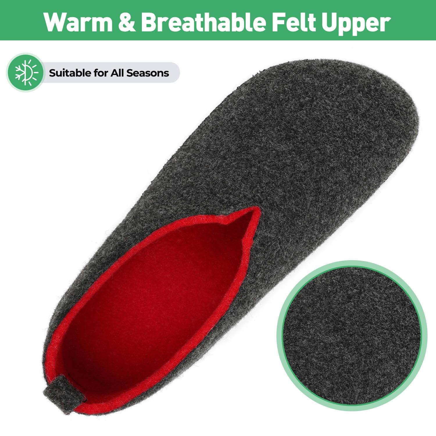 Mishansha Pantofole in Feltro Lavabili e Antiscivolo Ciabatte da Casa, Unisex 36-47