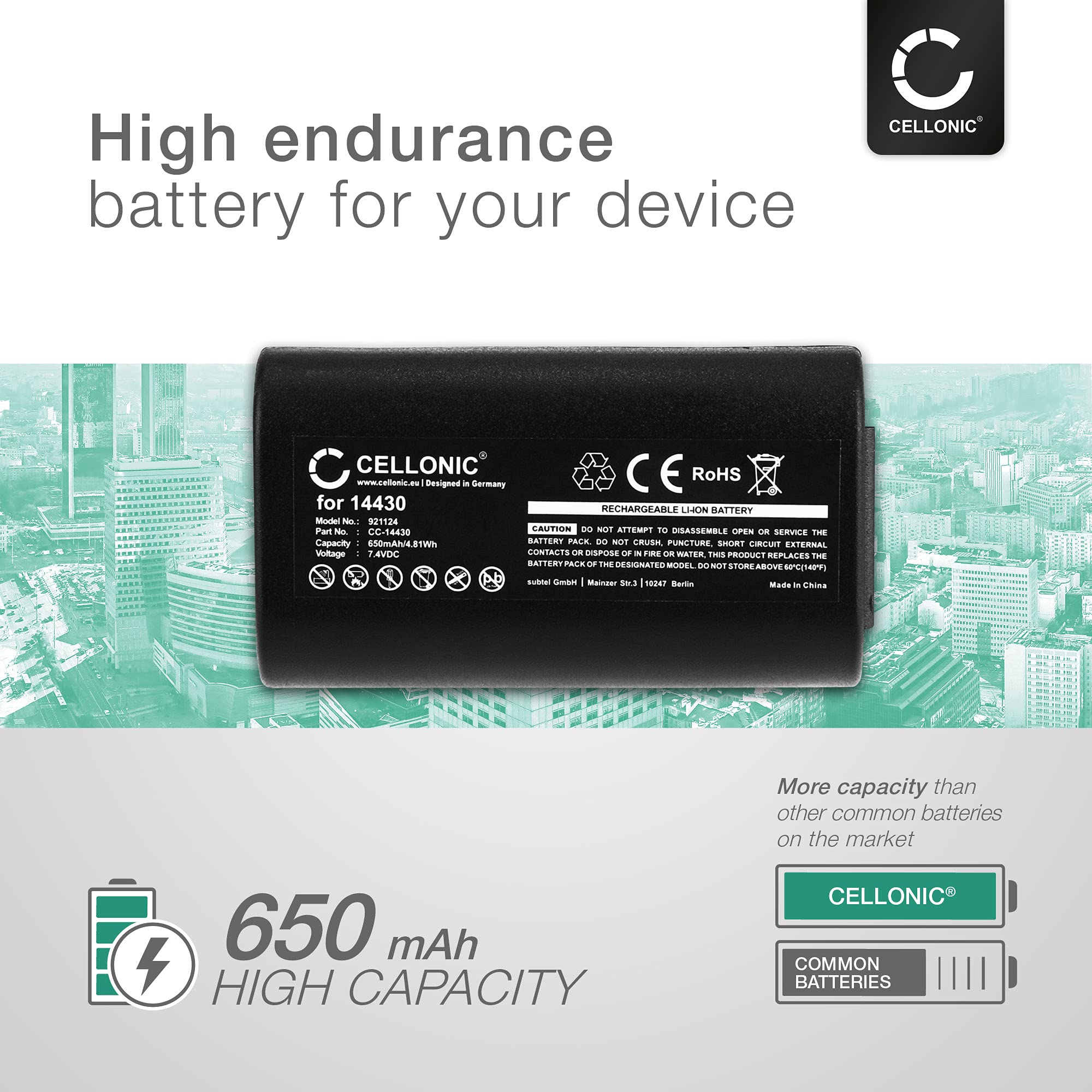 Austauschakku Für Dymo W003688 – 7,4V Li-Ion, 650mAh, Schwarz – Passt Perfekt Als Ersatzakku Für Dymo-Etikettendrucker