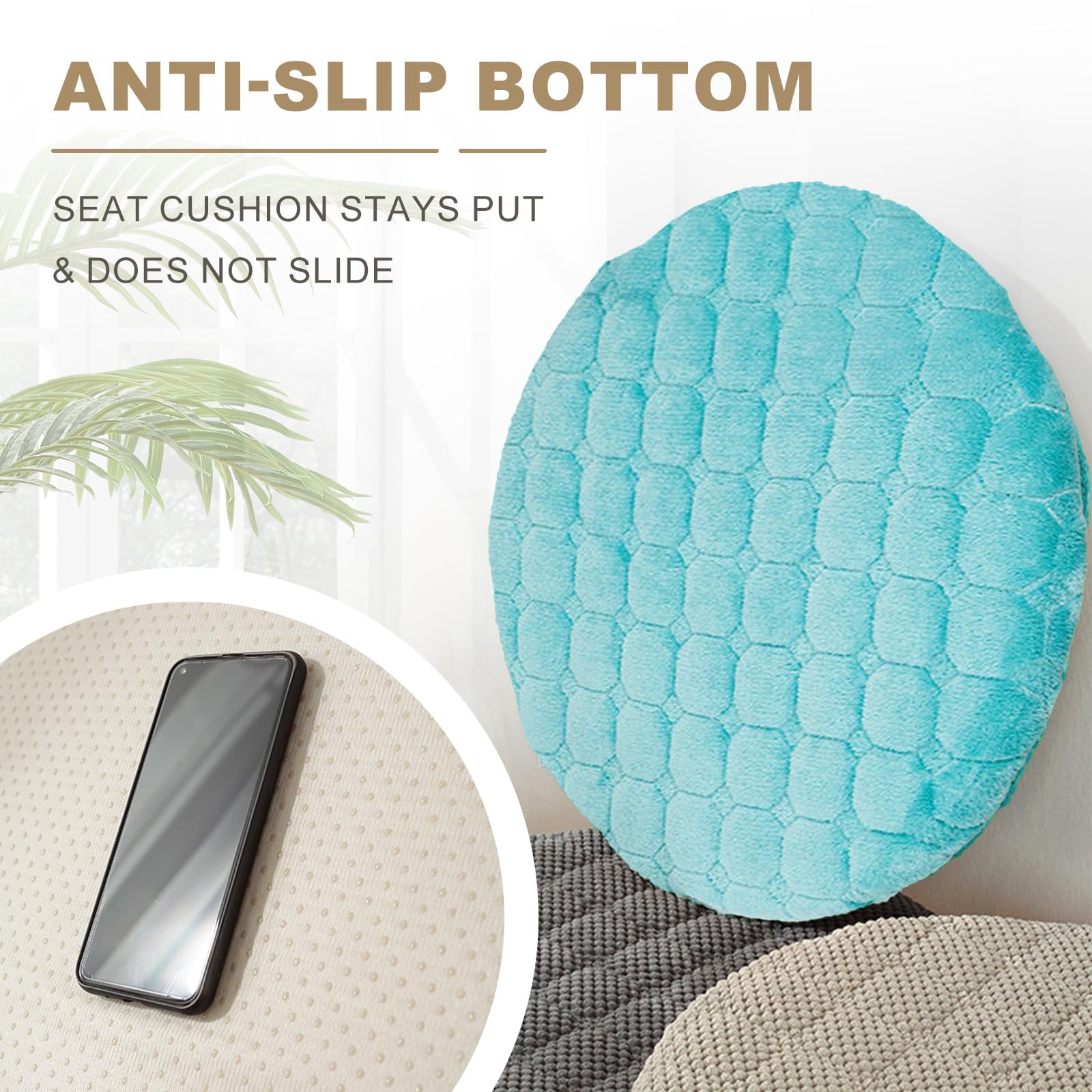 Lot de 6 coussins de chaise ronds en velours côtelé lavables et antidérapants pour extérieur, jardin, cuisine, salle à manger, couleur café foncé, 40 x 40 cm, 2 ou 30 cm.
