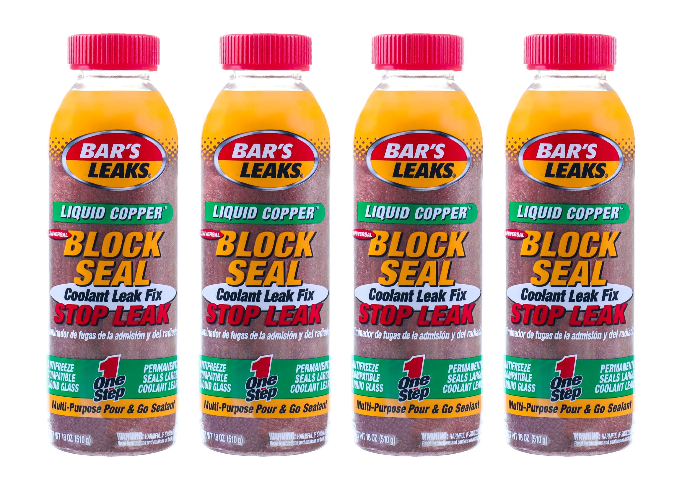 Bar's Leaks 1109 Block Seal Liquid Copper Intake and Radiator Stop Leak - 18 oz. (4 Pack)