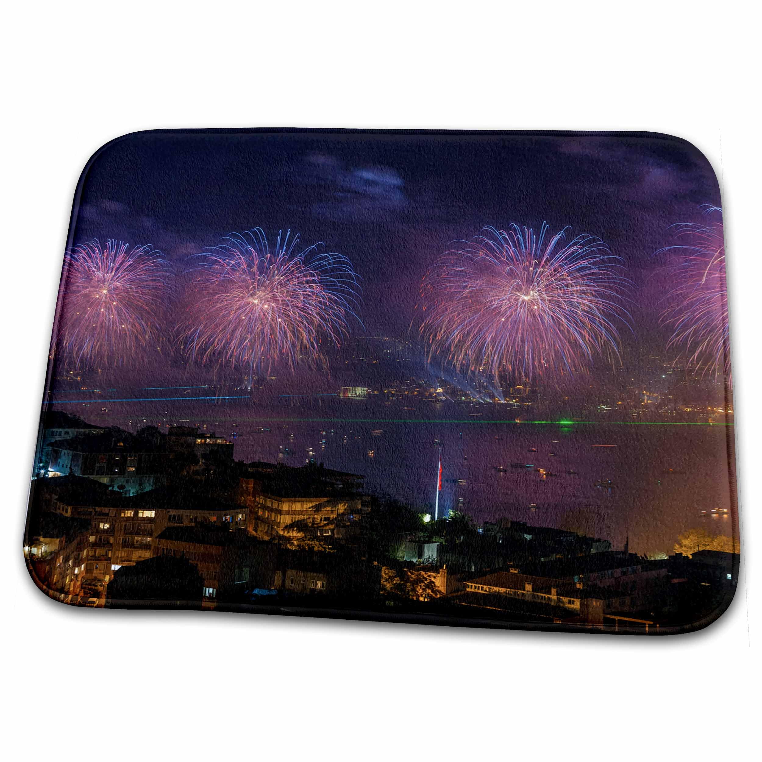 3dRose Fireworks Display Over The Bosphorus, Istanbul,... - Bathroom Bath Rug Mats (rug-187042-1)