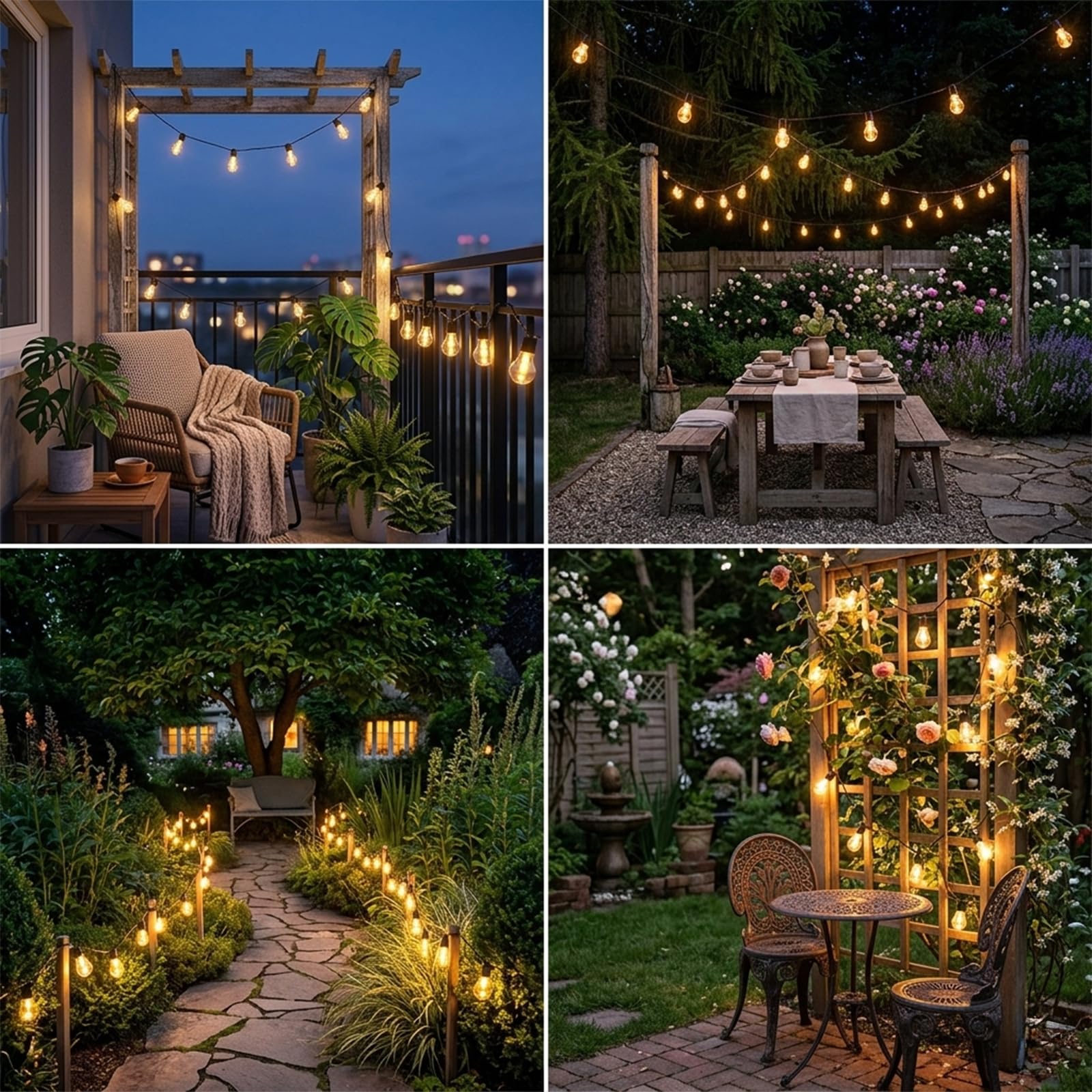 Guirlande Lumineuse Extérieure Solaire, 9M 20 LED Guirlande Guinguette Solaire et Rechargeable USB, 8 Modes Étanche Éclairage d'Ambiance pour Jardin, Balcon, Terrasse, Fête (Blanc Chaud)