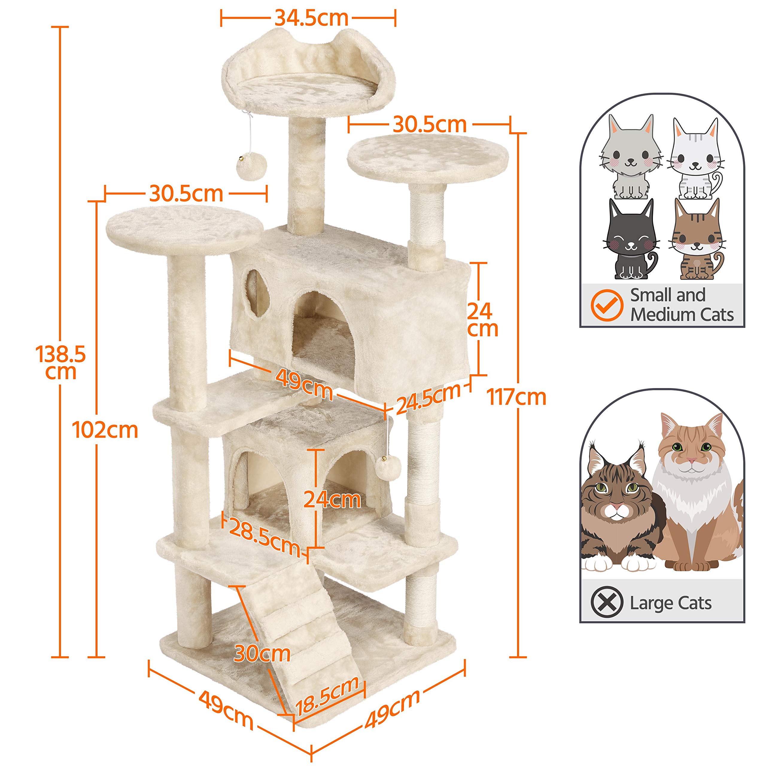 Buy Yaheetech 138cm Cat Tree Tower Multilevel Cat Activity Tree Centre