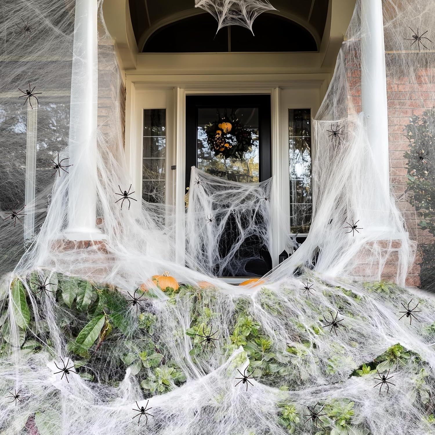 Sdzhdmo White 100G Halloween Spider Web Decoration With 60Pcs Fake Spiders,Stretchable Halloween Cobwebs For Halloween Party Decoration