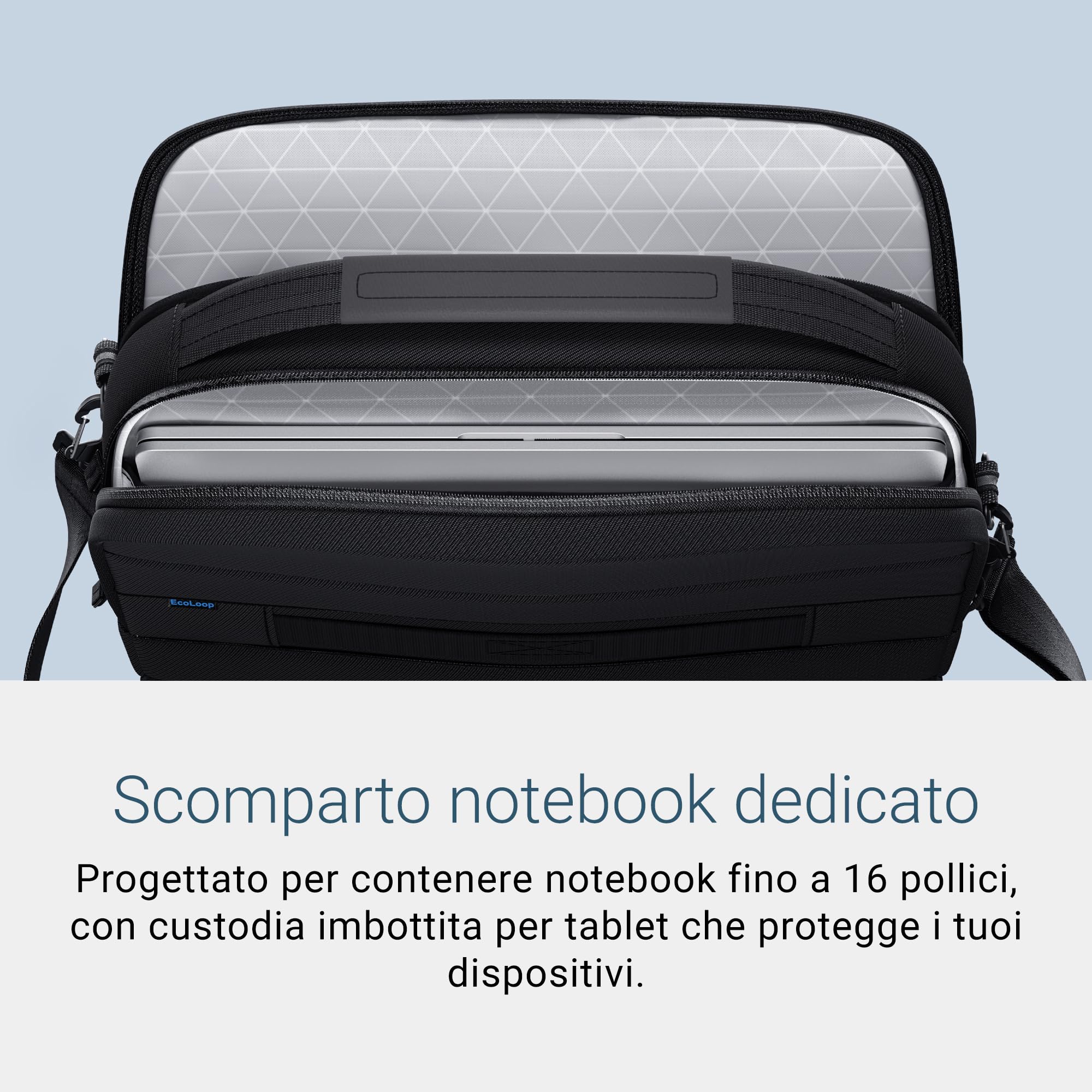 Dell Pro EcoLoop Borsa CC5626, per Notebook 14"-16", 17L, 53% Materiali Riciclati, Scomparto Imbottito, Cerniere Impermeabili, Tracolla Rimovibile, Nero