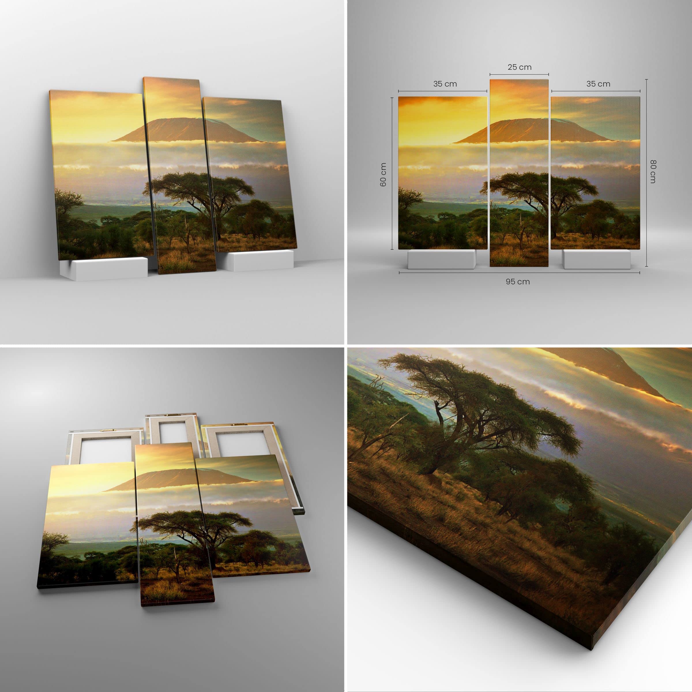Tableau Sur Toile Safari Faune Du Kenya - Décoration Murale 100x40 Cm - Impression Moderne ARTTOR