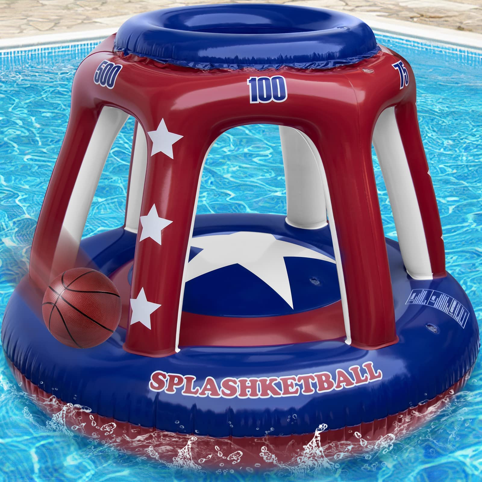 KIDBEST47" Larger Swimming Pool Basketball Hoop Set - [2024] Thicker & Durable Inflatable Water Basketball Hoop with Ball, Fun Pool Toys & Games for Kids, Teens, Adults and Family