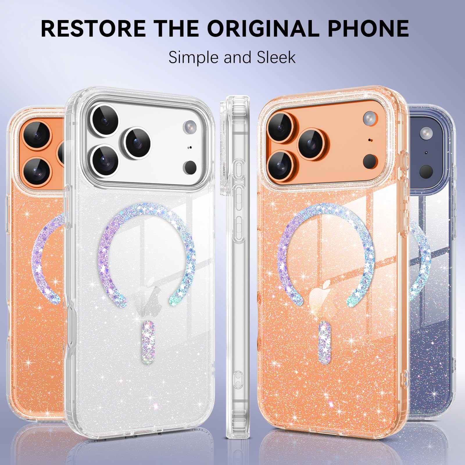 Newseego Coque Pour IPhone 17 Pro Max, Paillettes Bling Luxe Diamant Housse 6,9 Pouces Transparent Compatible Avec MagSafe TPU Flexible Dos Mignonne Antichoc Protection Pour IPhone 17 Pro Max Argent