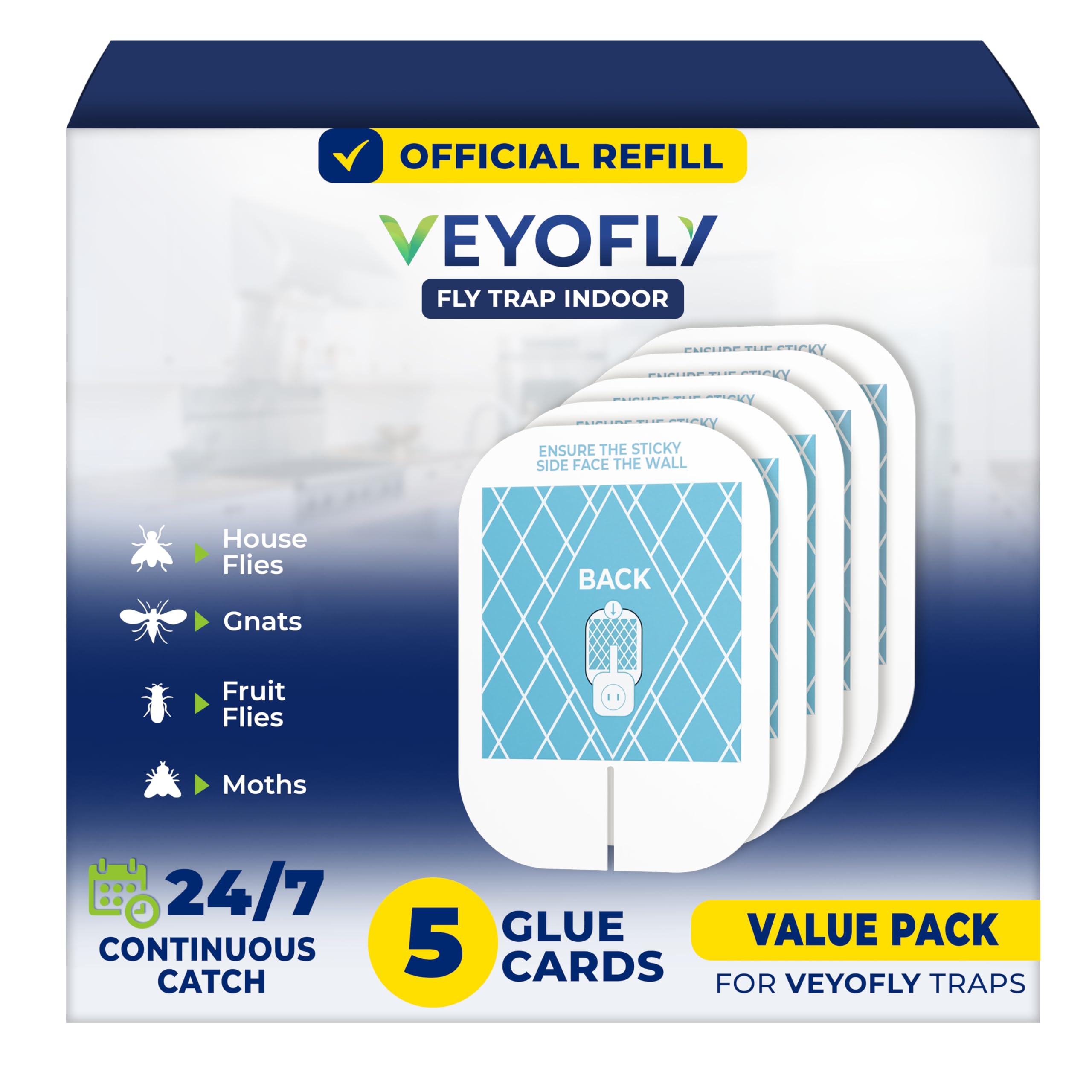 VEYOFLY 飛ぶ昆虫トラップ 昆虫キャッチャー 屋内ハエトラップ 安全な家 屋内用ミバエトラップ ブナキラー 屋内 虫殺し 蚊取り器 (5個パック)