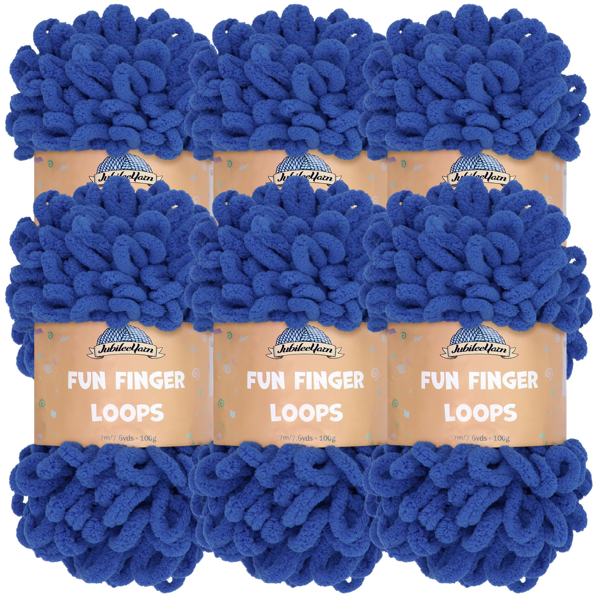 JubileeYarn Fun Finger Loops Yarn - Polyester Jumbo Weight Loop Yarn - 100g/Skein - Turkish Sea - 6 Skeins โ image 1