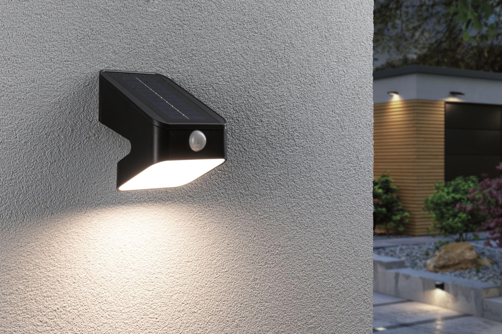 Paulmann 94608 Solarna myjka ścienna LED LeslyTwilight Controlled Motion Detector (IR) IP65Square 113x126mm3000K 5,5W 400lmantracyt plastik
