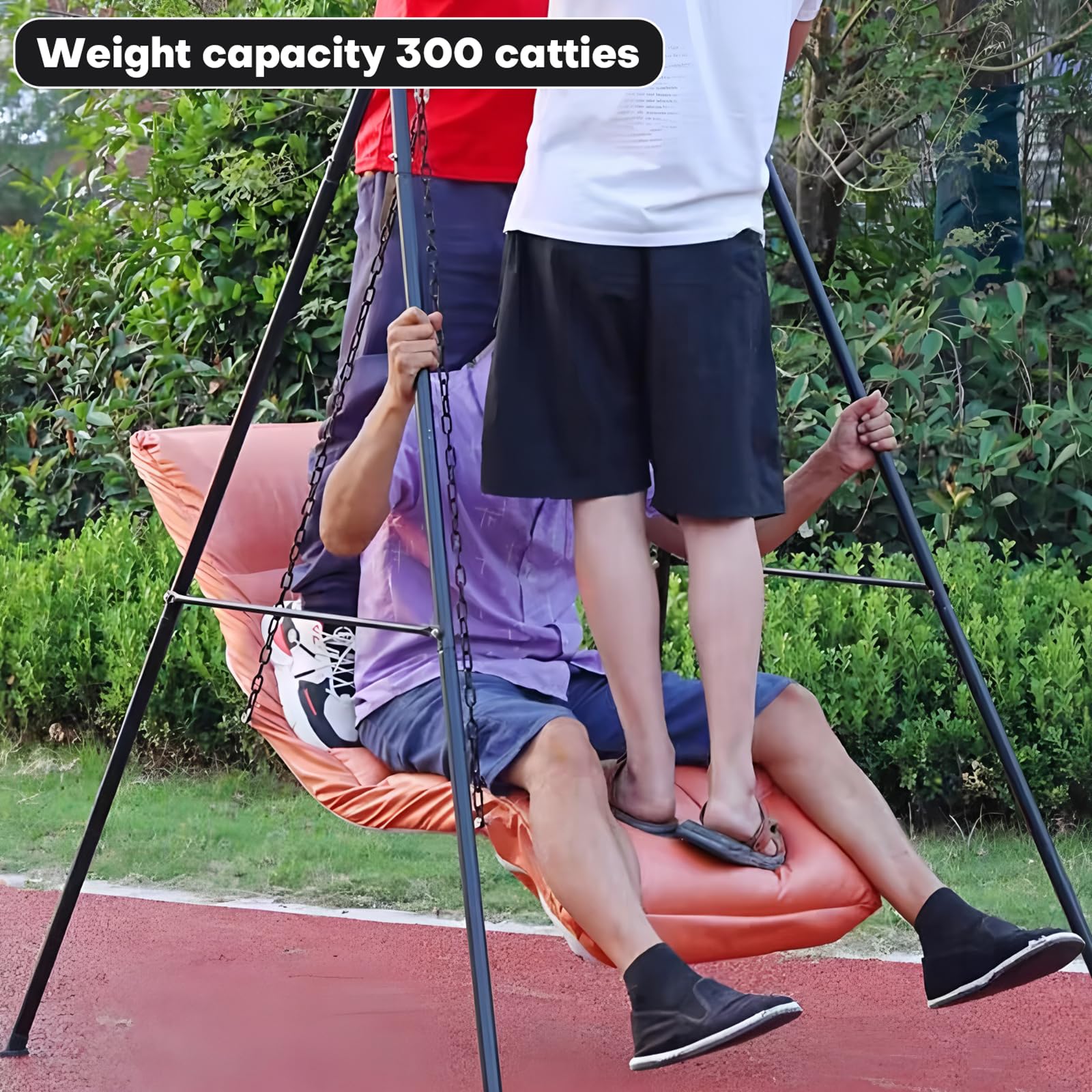Poltrona Sospesa con Supporto, Sedia a Dondolo per Interno Ed Esterno, Seduta Imbottita E Confortevole, Struttura Robusta, Casa E Giardino