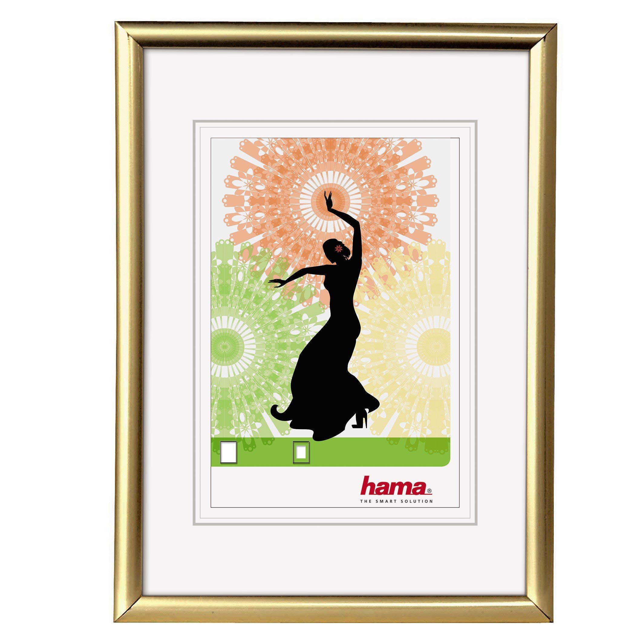 Hama Cadre en plastique "​Madrid" (taille de cadre de 20 cm x 30 cm, taille de la photo de 13 cm x 18 cm, 1 photo par cadre, à accrocher, élégant, simple, classique) Or