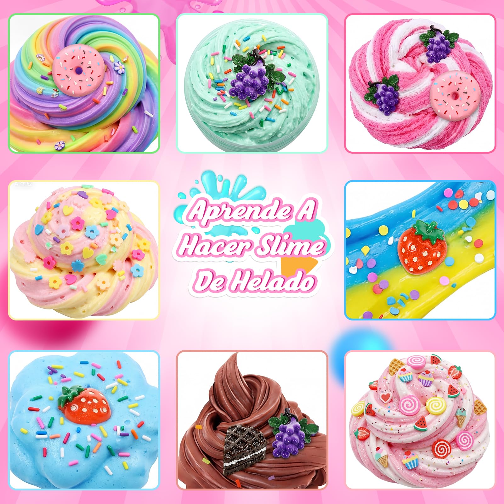 Adeokay Slime para Niñas, Regalos Niña 6 7 8 9 10 11 12 Años Slime para Niños Juguetes Niños 6-12 Años Slime Kit Manualidades Niñas 6-12 Años Slime Fluffy Regalos Cumpleaños Niños