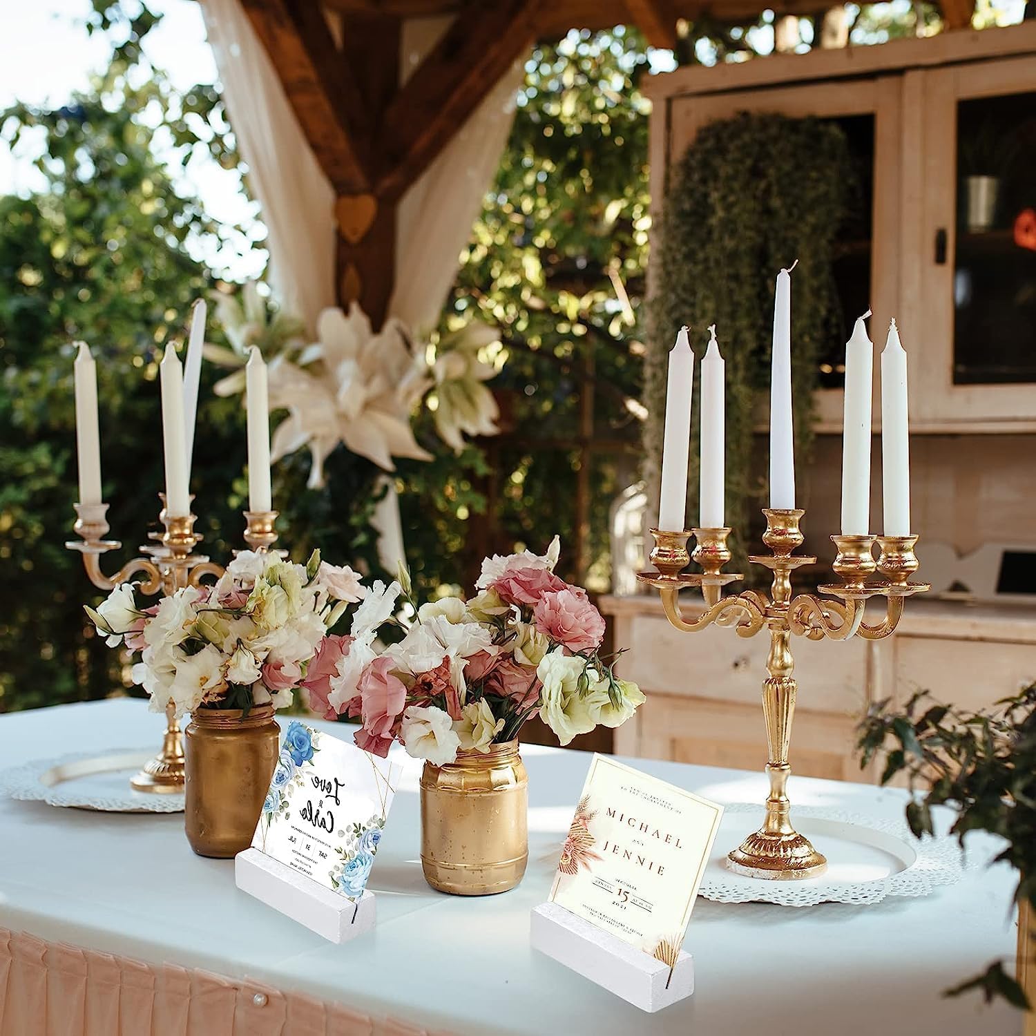 Farnirvana 10 Pezzi portacarte in legno, segnaposto in legno di faggio, Porta Menu da Tavolo, Portacarte di Posizione, per Ristoranti Matrimoni Banchetti Feste Celebrazioni